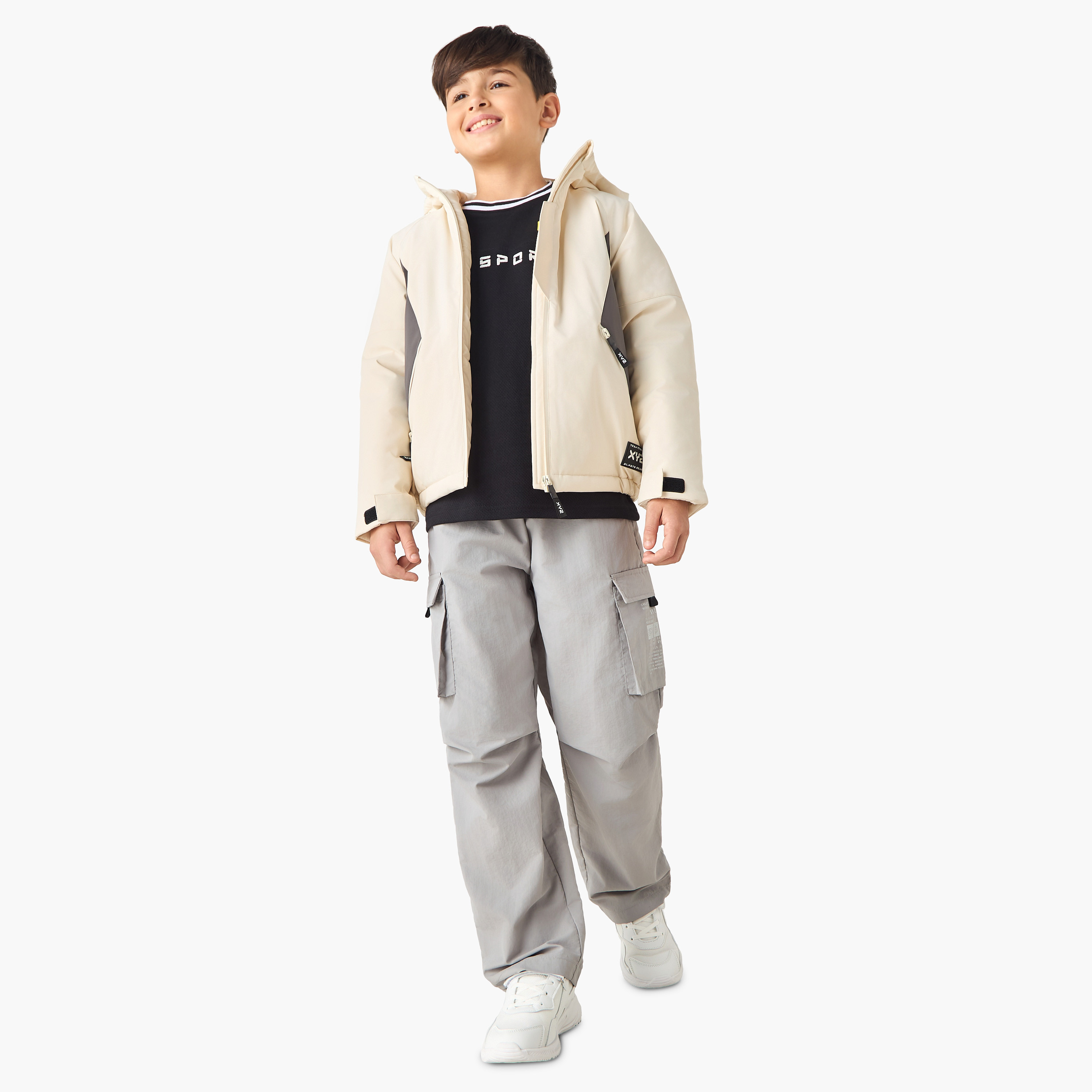 XYZ Solid Hooded Jacket with Pockets-boys-clothing-jacketsandcoats-image-2