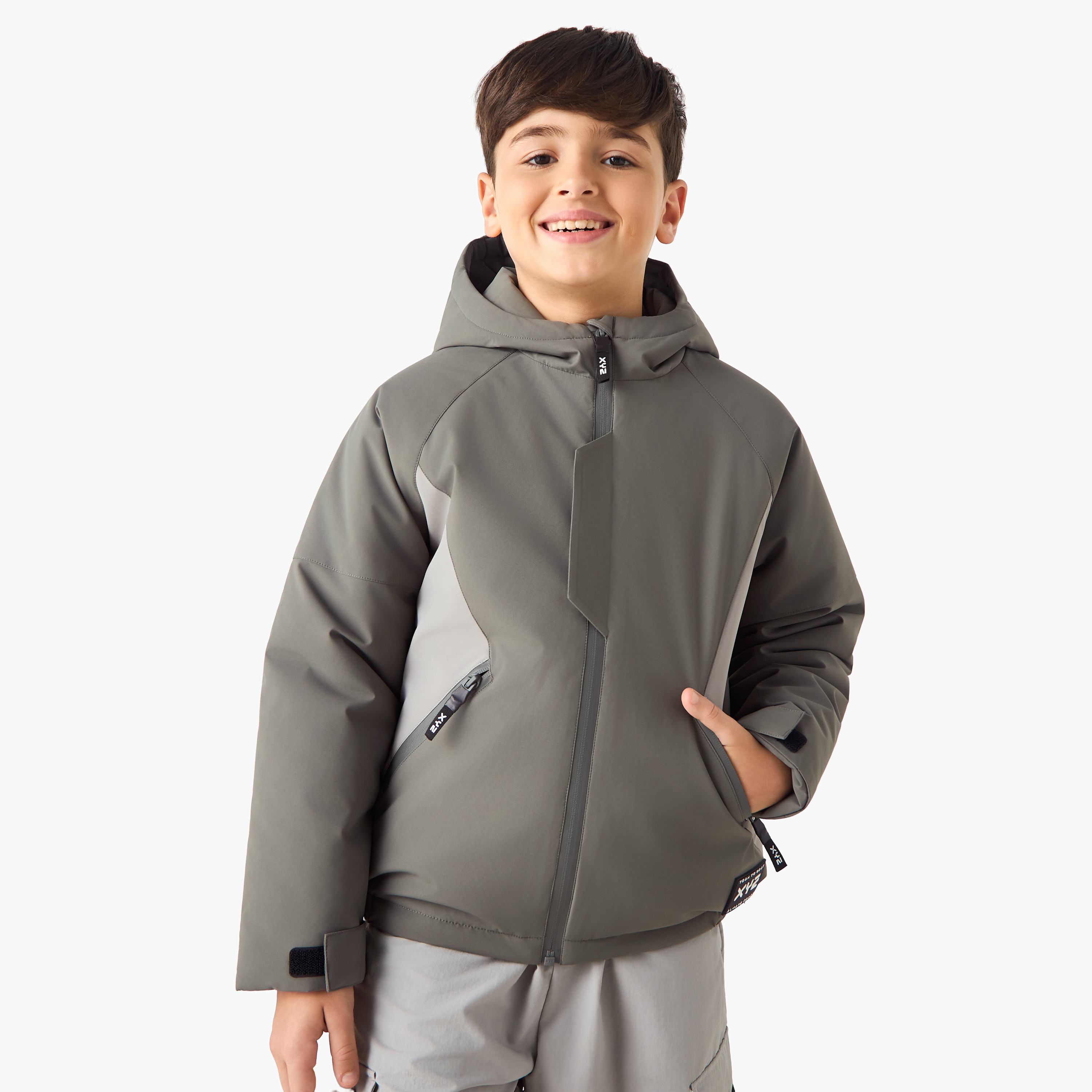 XYZ Solid Hooded Jacket with Pockets-sports-boys-clothing-jackets-image-1