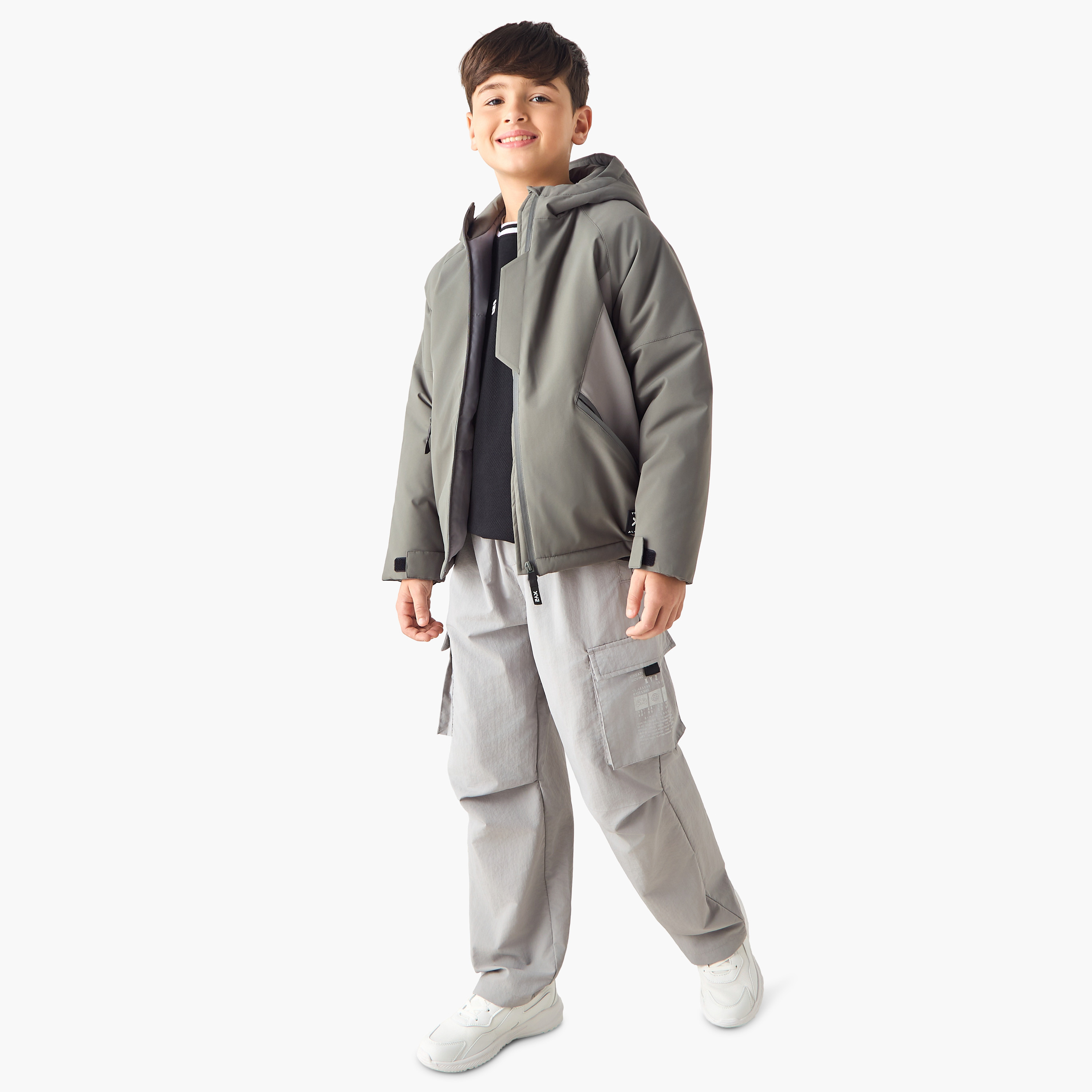XYZ Solid Hooded Jacket with Pockets-boys-clothing-jacketsandcoats-image-2