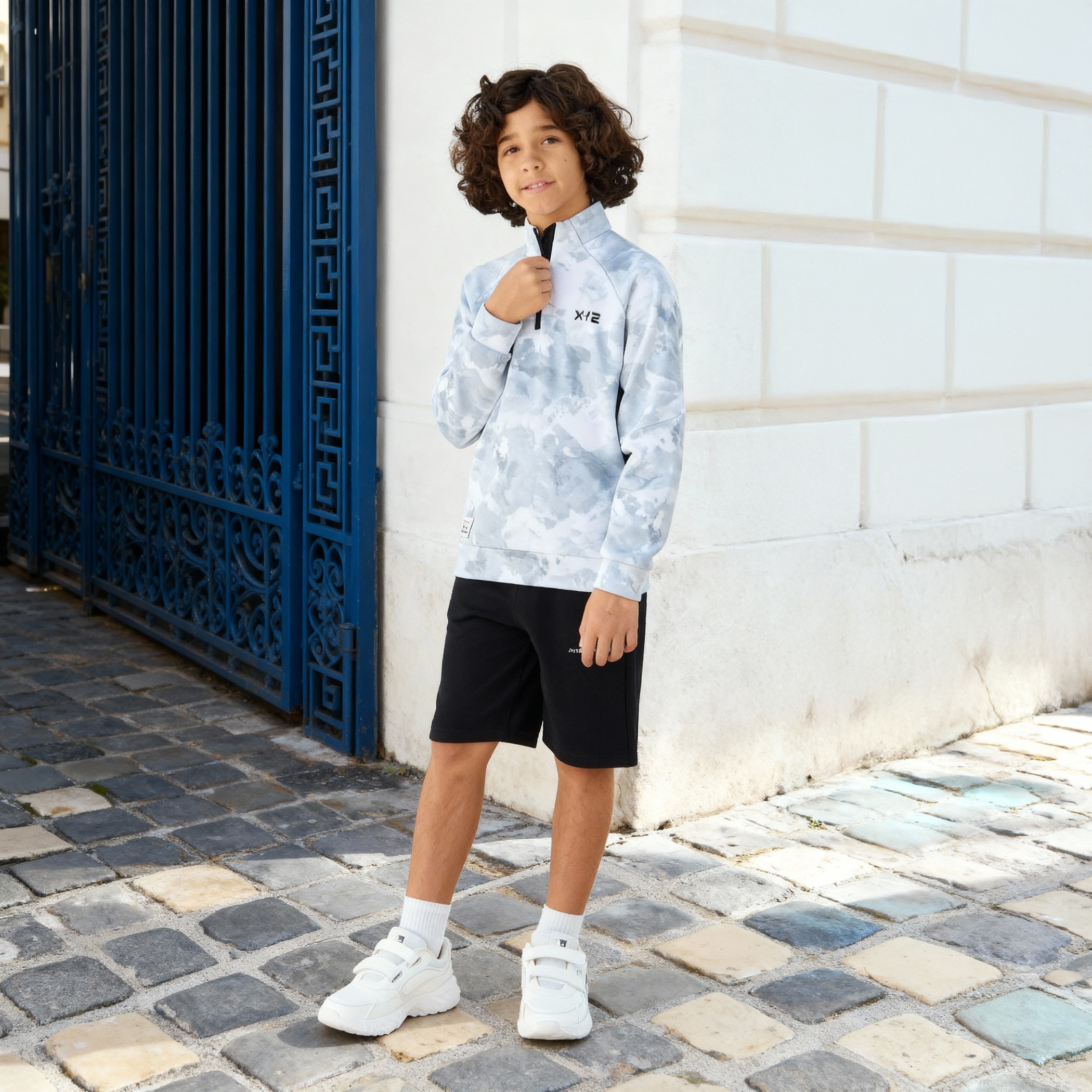 XYZ Printed Long Sleeves Sweatshirt with Zip Closure-boys-clothing-sweatshirts-image-2