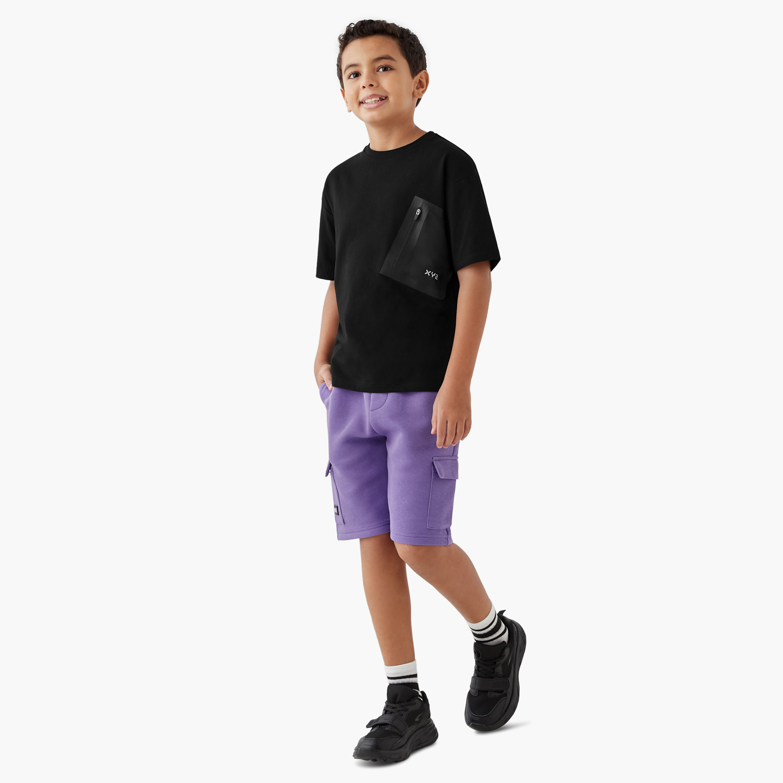 XYZ Logo Detail T-shirt and Shorts Set-boys-clothing-sportswear-sets-image-1