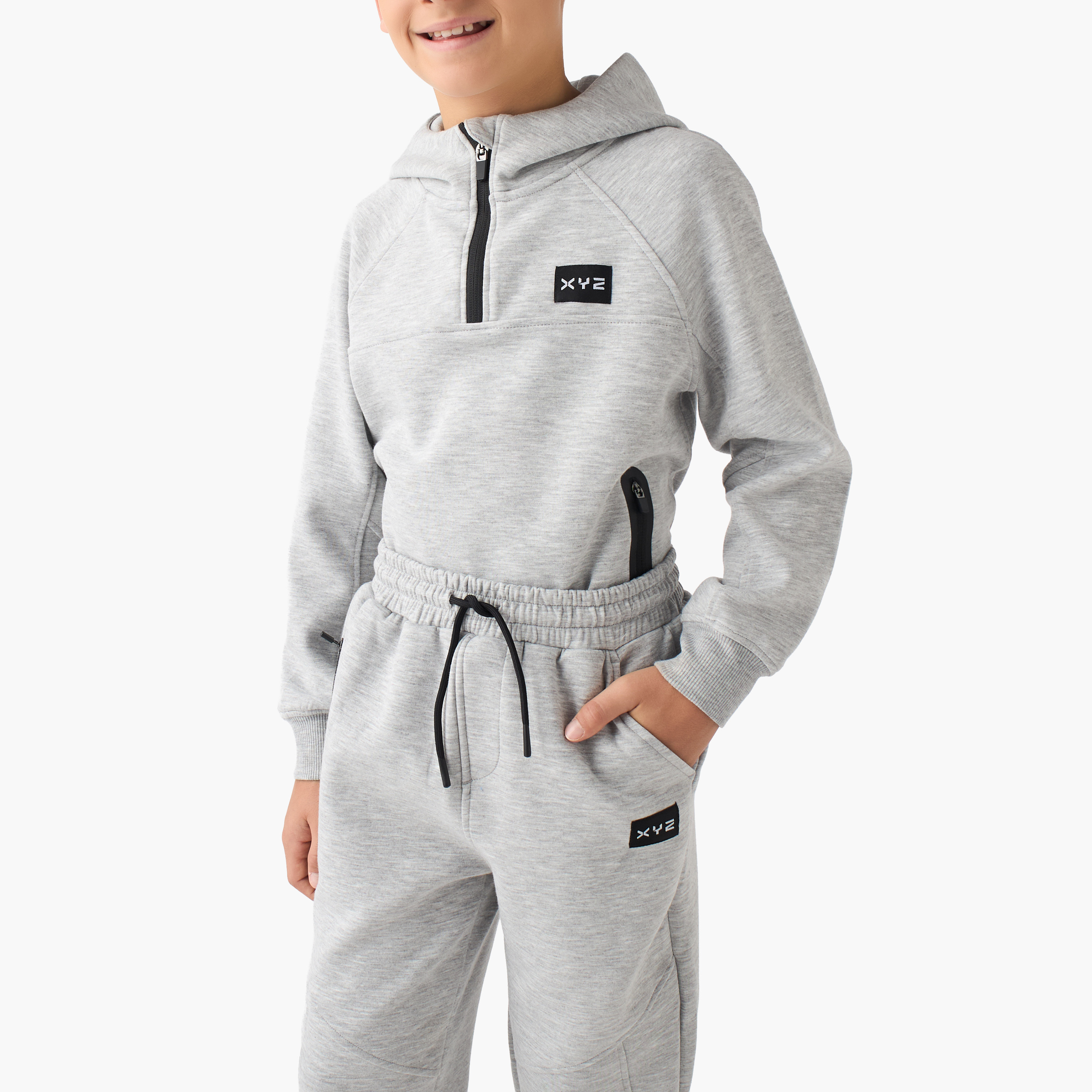 XYZ Boys Sweatshirt and Joggers Set with Half-Zip - Polyester Blend - Long Sleeves - Hood-boys-clothing-sportswear-sets-image-5