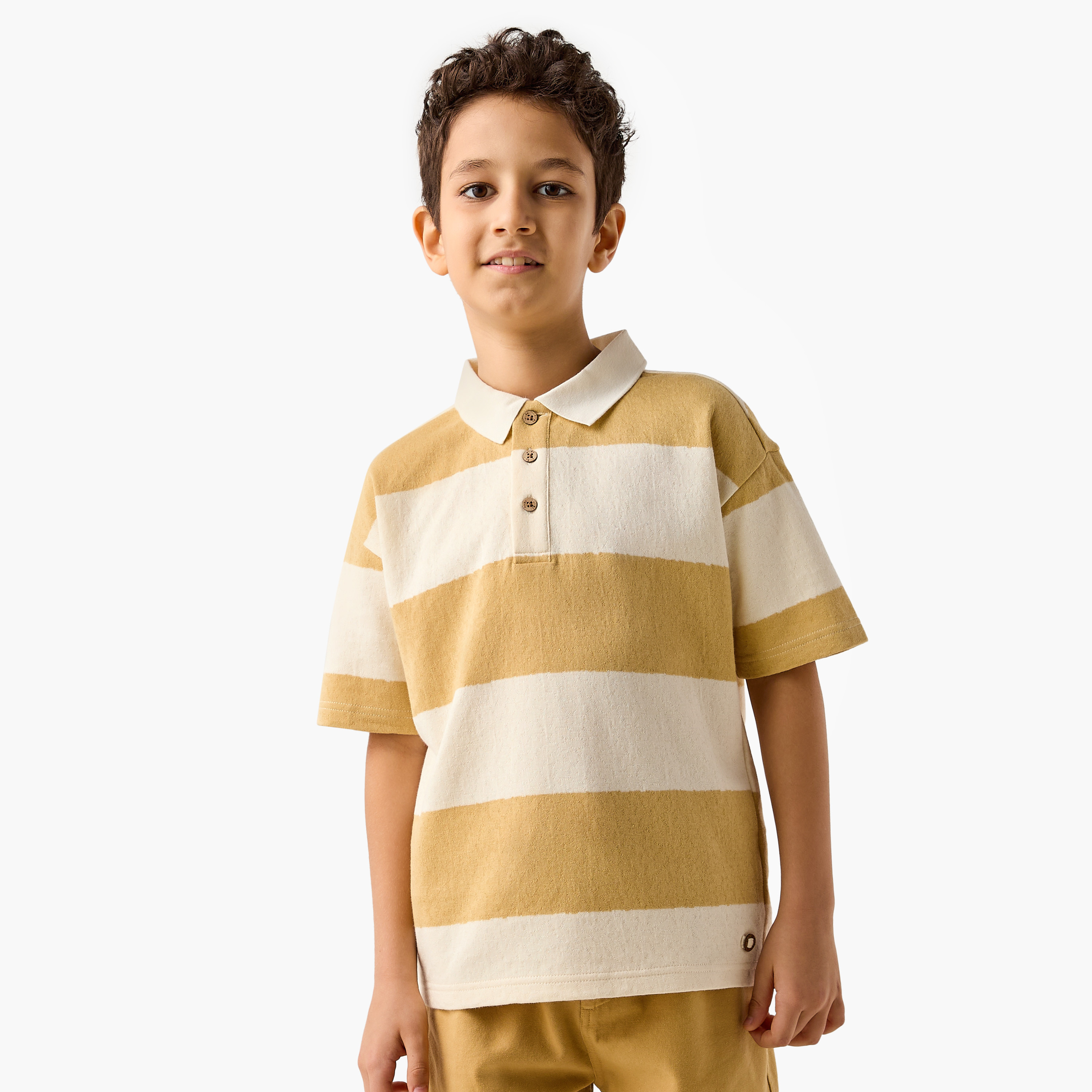 Eligo Striped Polo T-shirt with Short Sleeves-boys-clothing-tshirtsandpolos-image-1