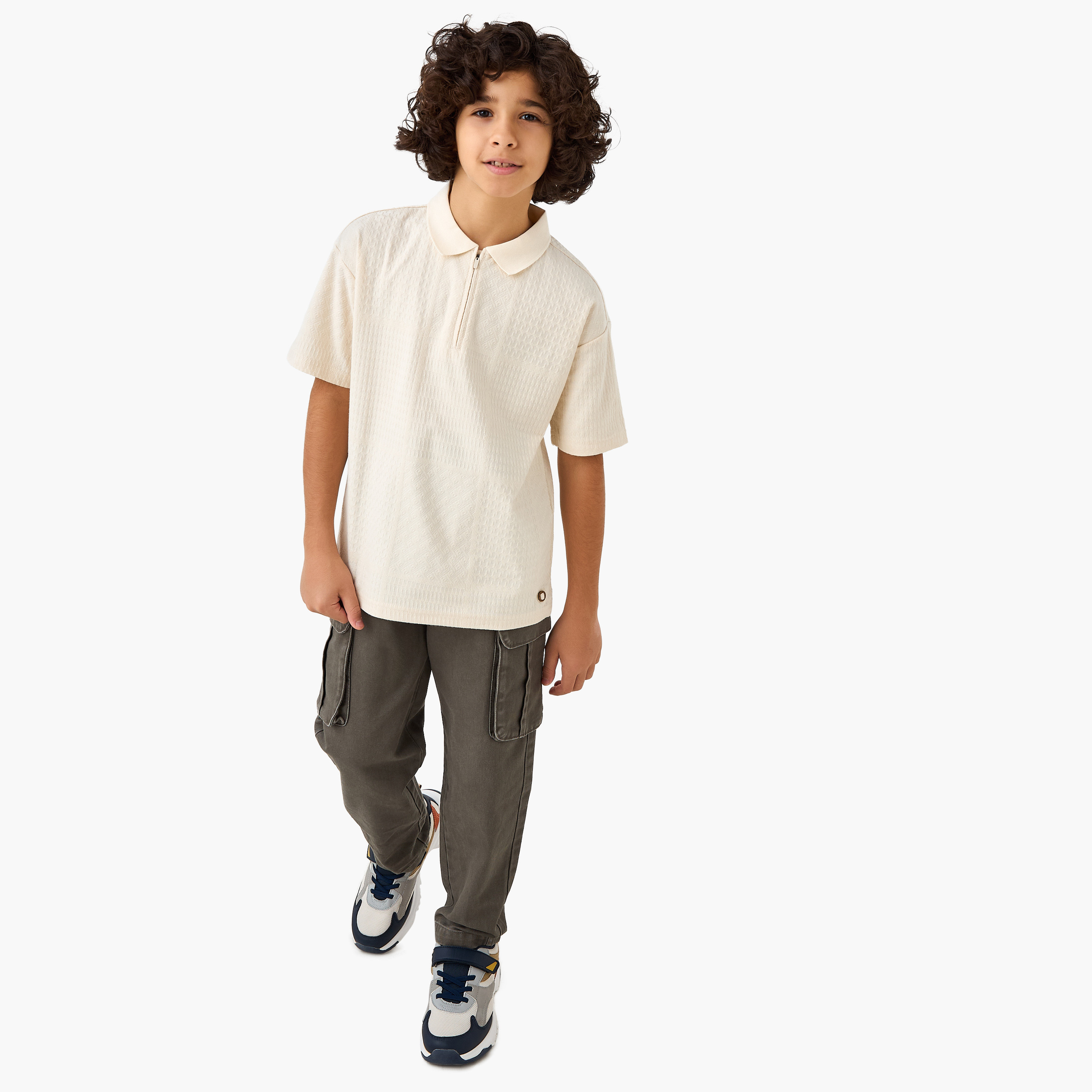Eligo Textured Polo T-shirt with Short Sleeves-boys-clothing-tshirtsandpolos-image-2