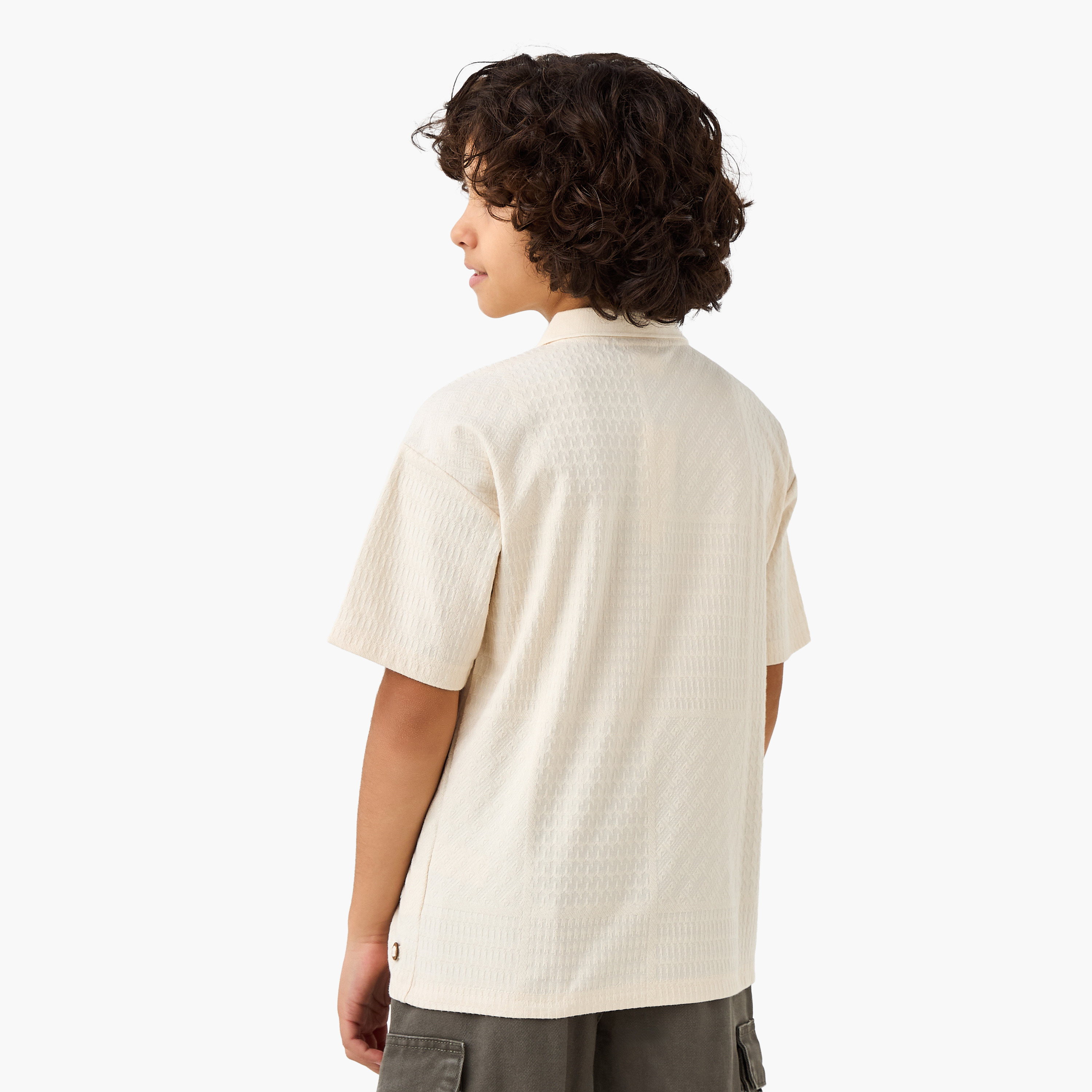 Eligo Textured Polo T-shirt with Short Sleeves-boys-clothing-tshirtsandpolos-image-3