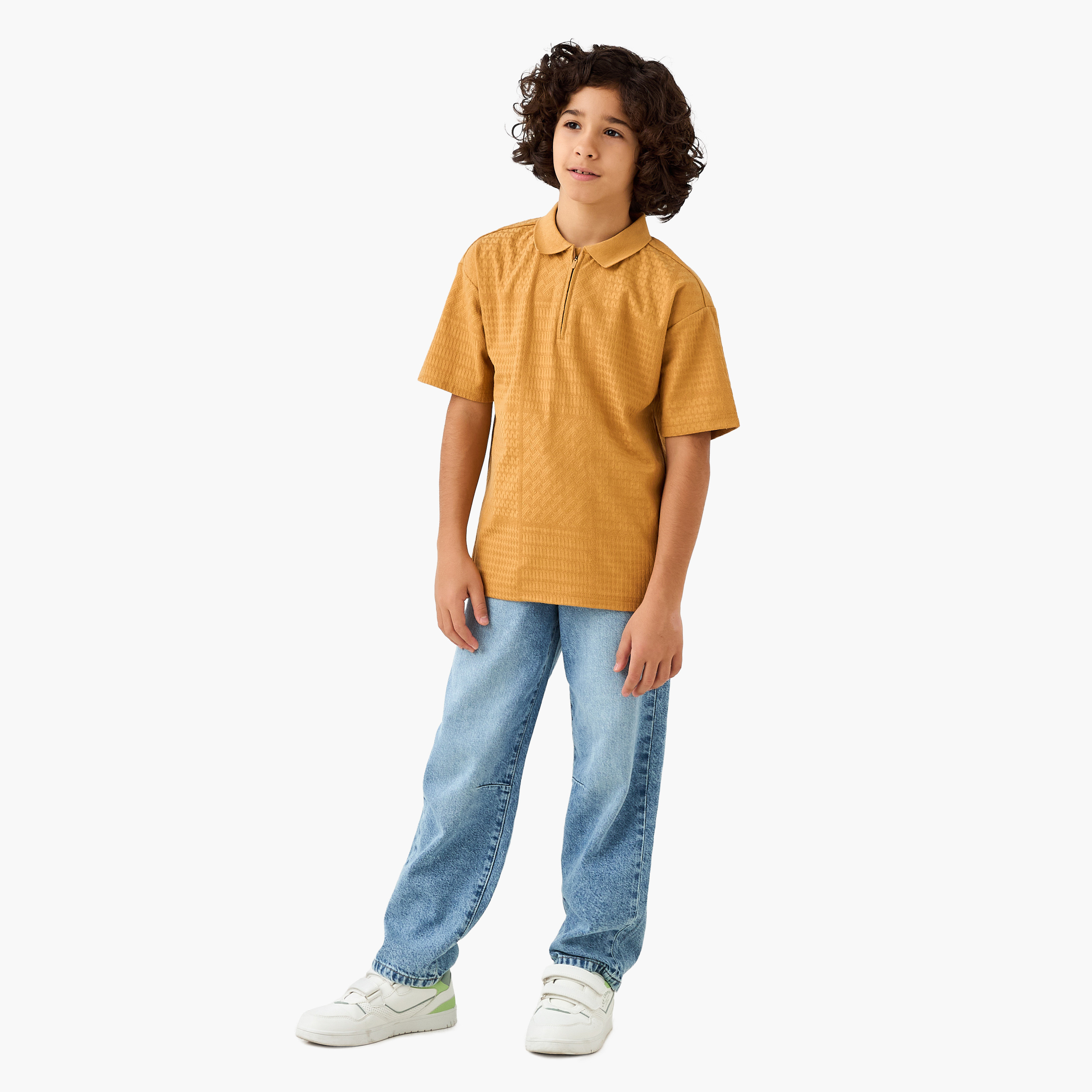 Eligo Textured Polo T-shirt with Short Sleeves-boys-clothing-tshirtsandpolos-image-2