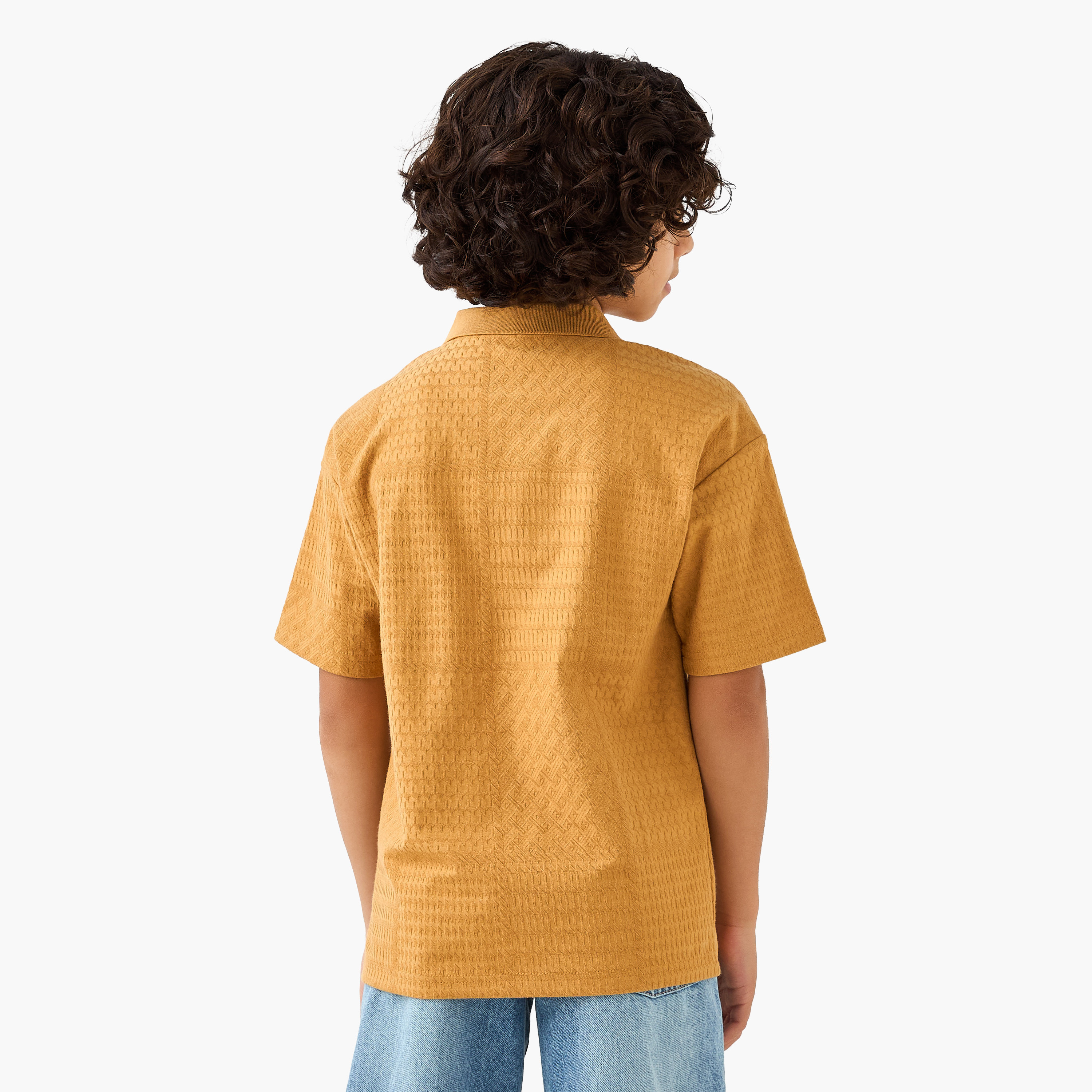 Eligo Textured Polo T-shirt with Short Sleeves-boys-clothing-tshirtsandpolos-image-3