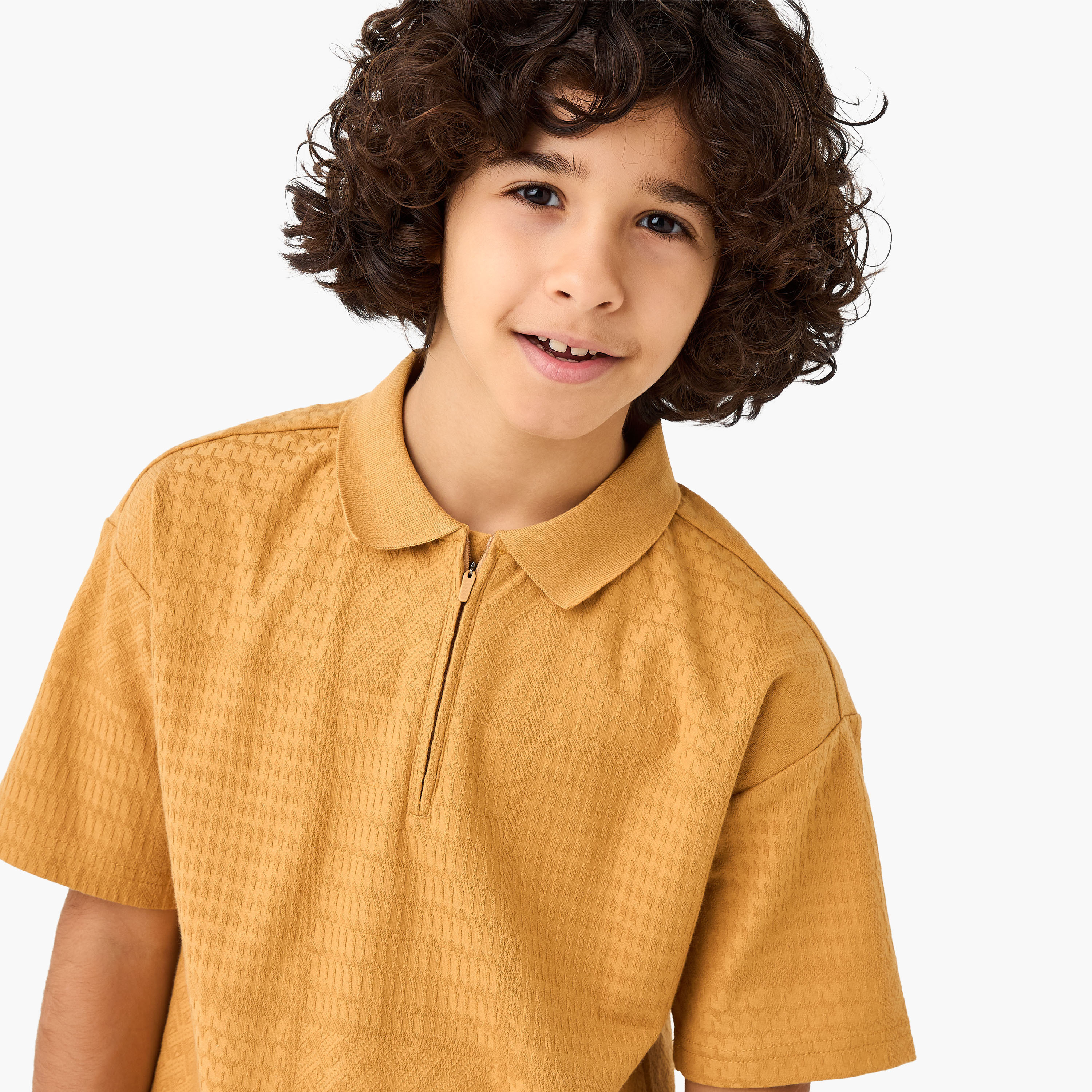 Eligo Textured Polo T-shirt with Short Sleeves-boys-clothing-tshirtsandpolos-image-4