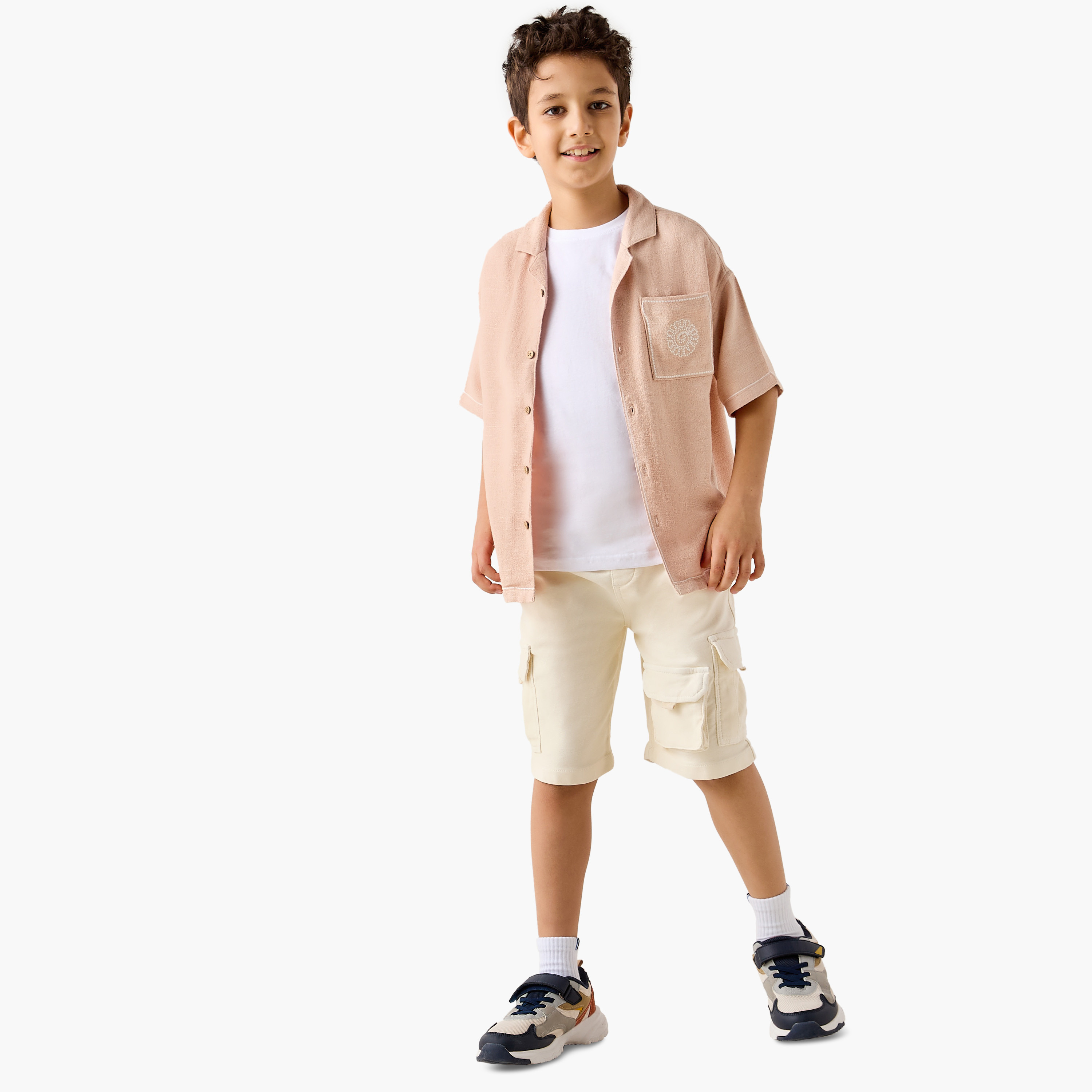 Eligo Textured Shirt with Short Sleeves and Chest Pocket-boys-clothing-shirts-image-2