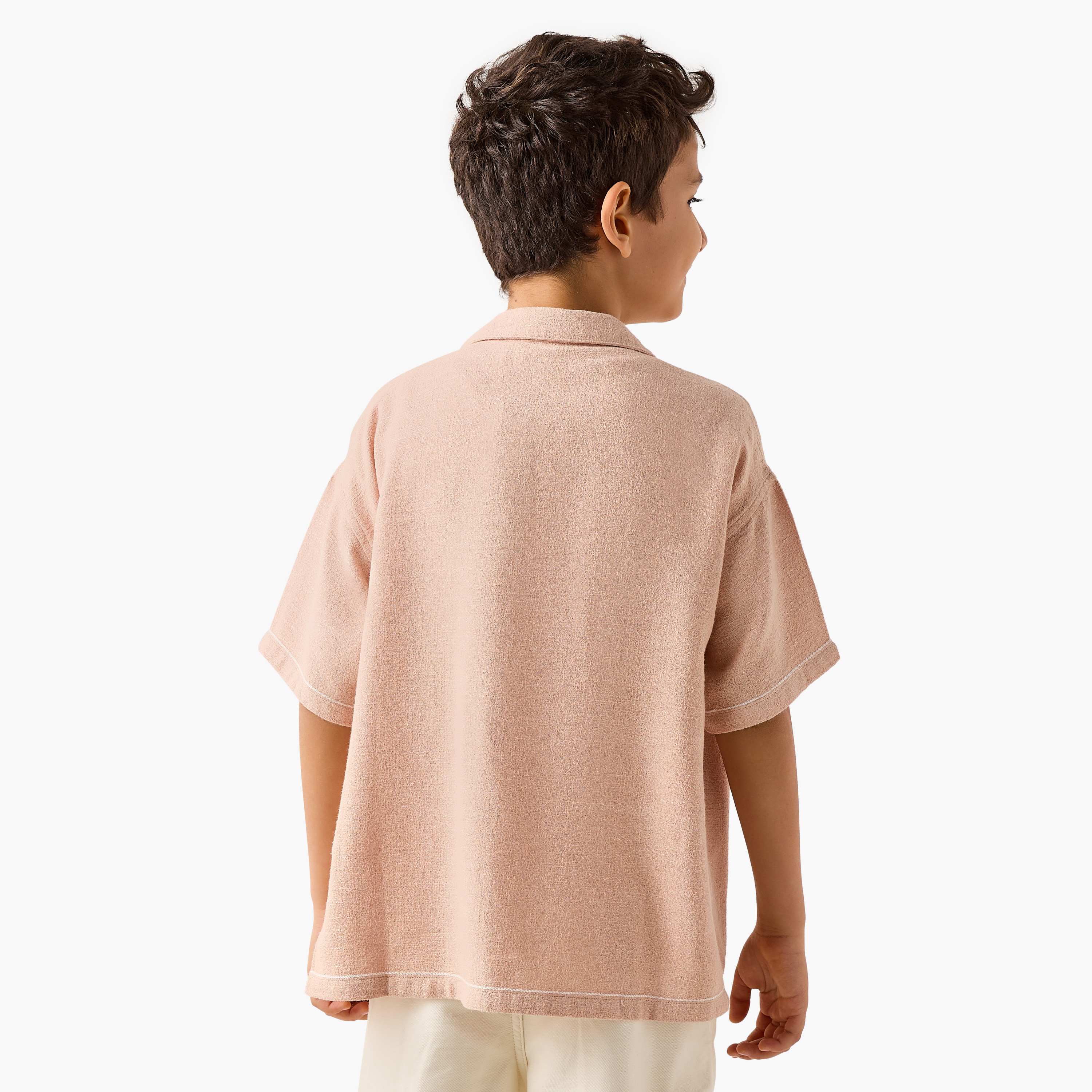 Eligo Textured Shirt with Short Sleeves and Chest Pocket-boys-clothing-shirts-image-3