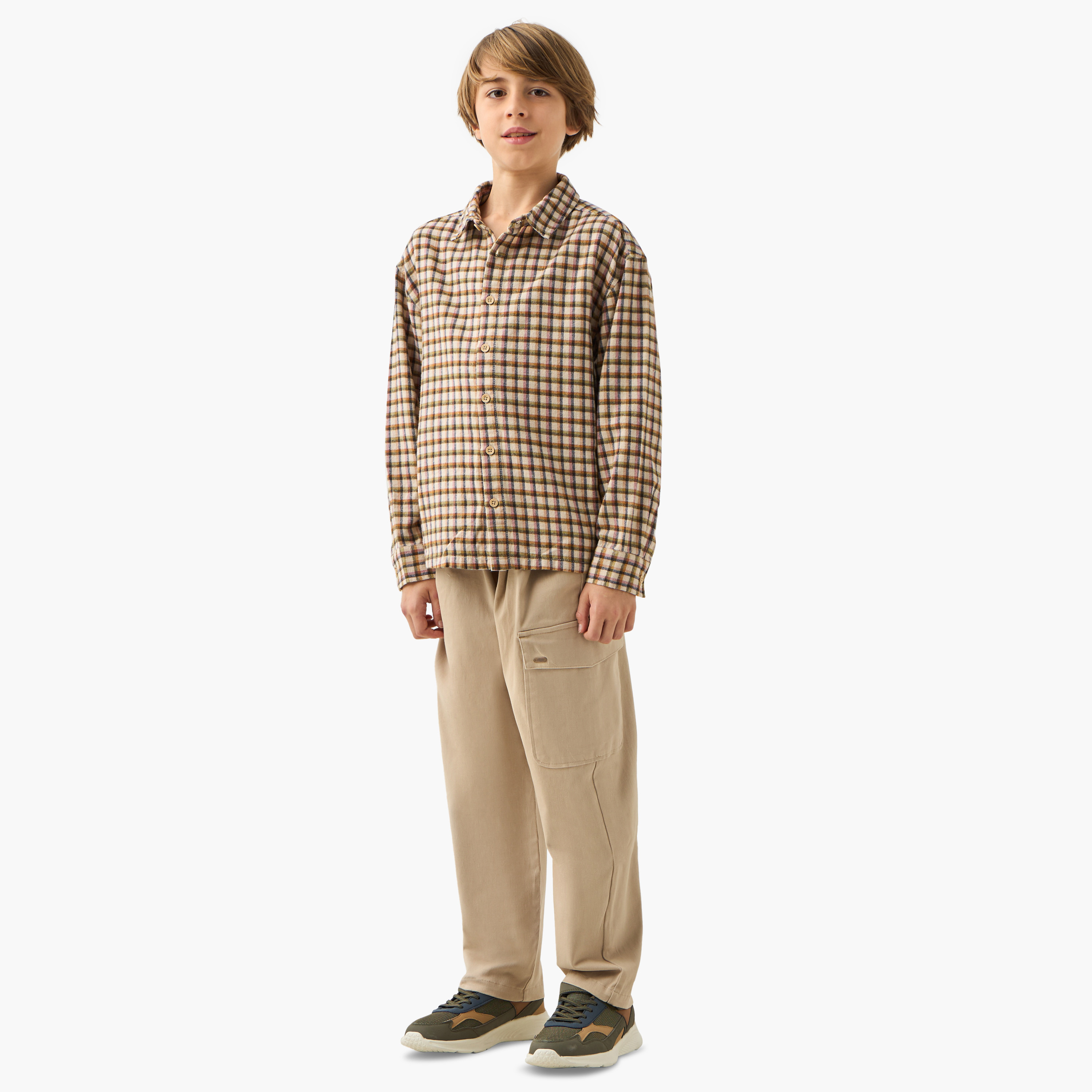 Eligo Checked Shirt with Collar and Long Sleeves-boys-clothing-shirts-image-2