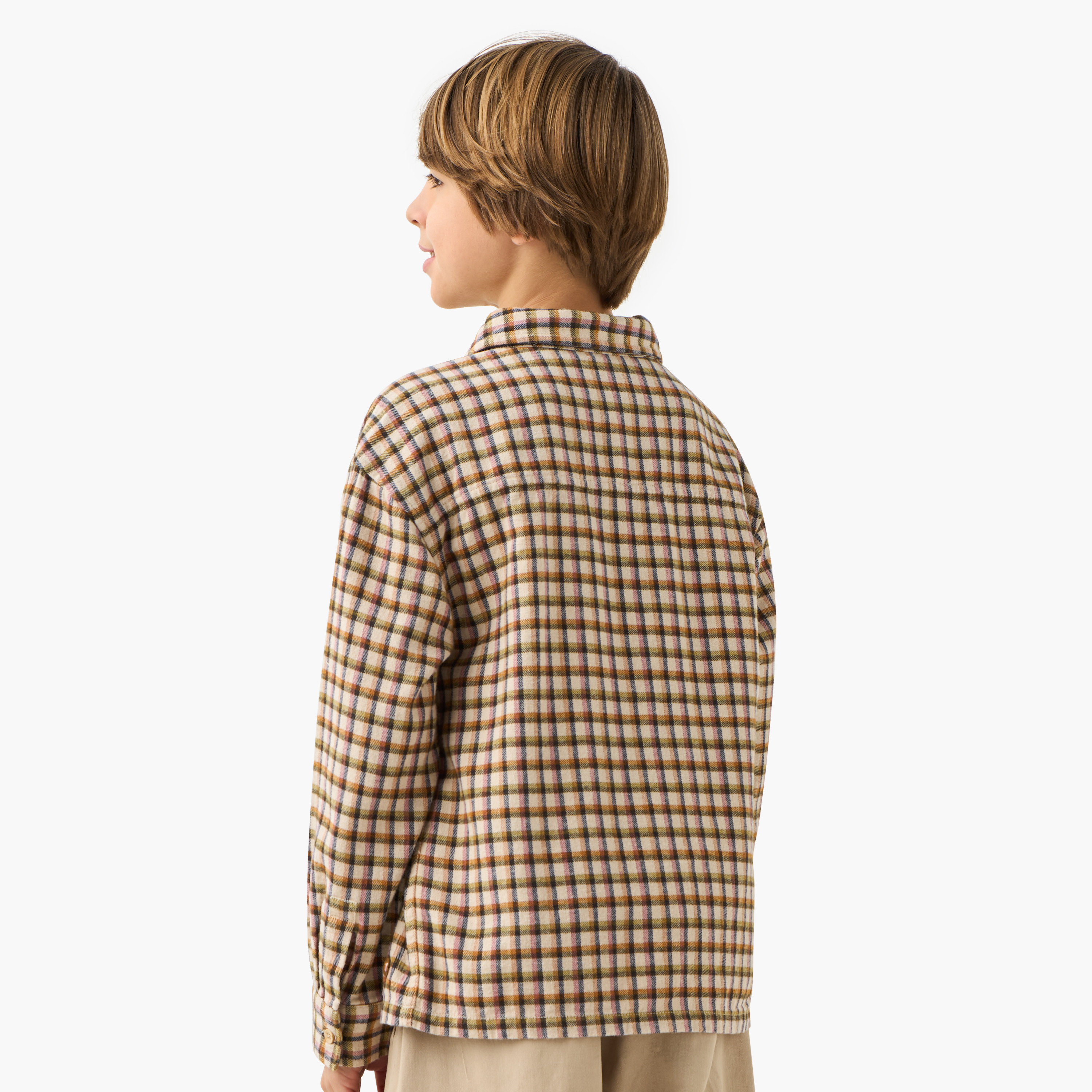 Eligo Checked Shirt with Collar and Long Sleeves-boys-clothing-shirts-image-3
