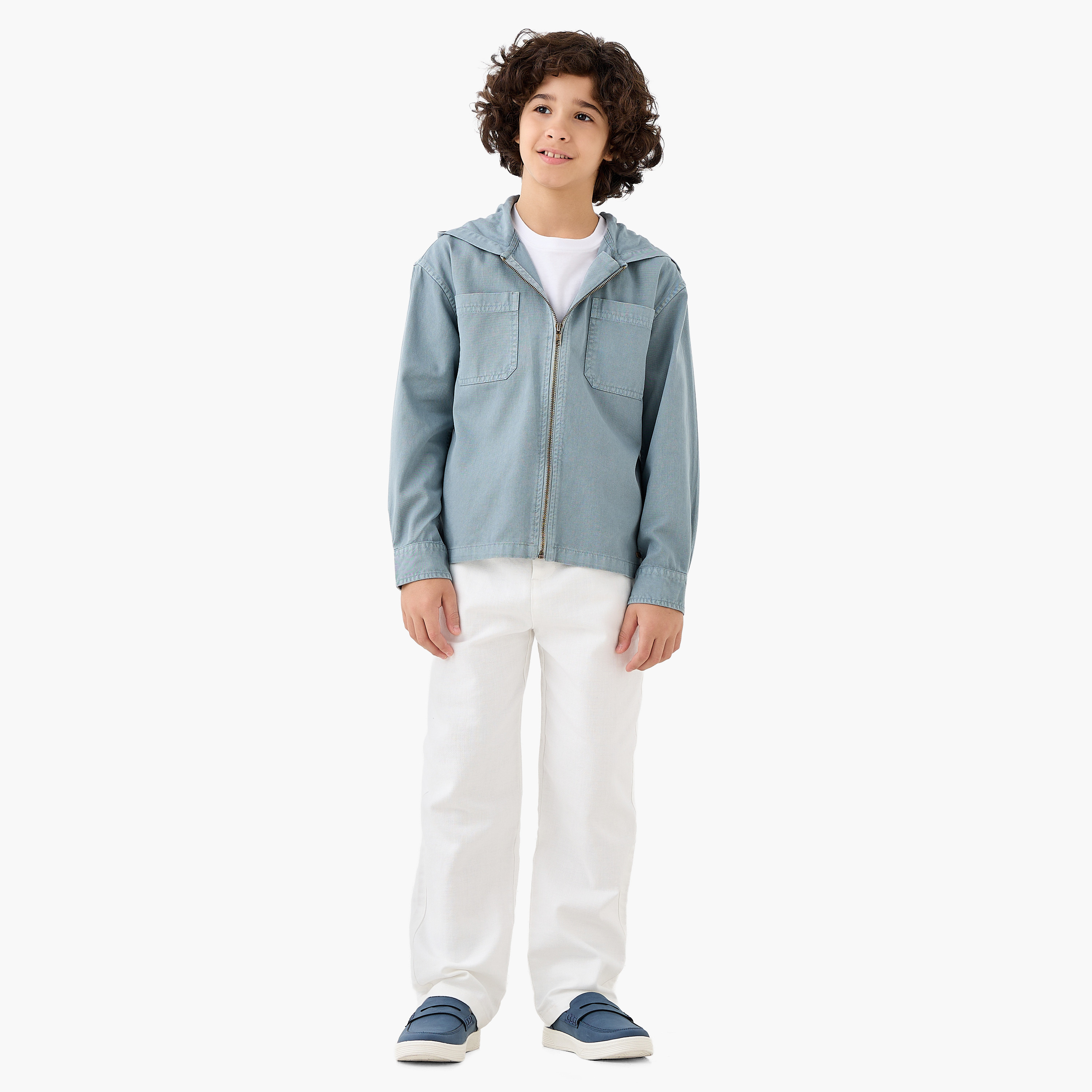 Eligo Long Sleeve Hooded Zip-Through Shirt with Chest Pocket-boys-clothing-shirts-image-2