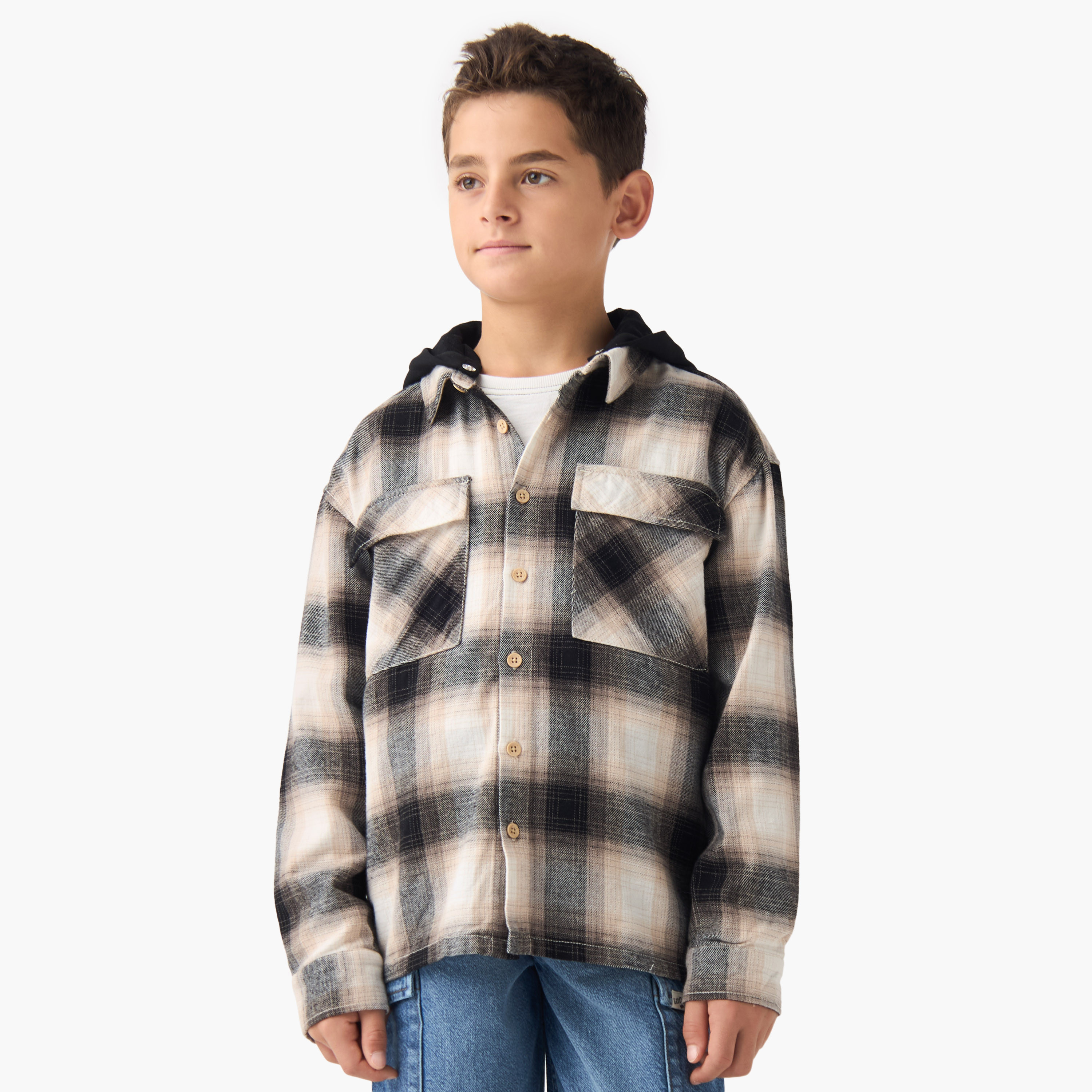 Eligo Boys Shirt with Hood - Cotton - Long Sleeves-boys-clothing-shirts-image-2