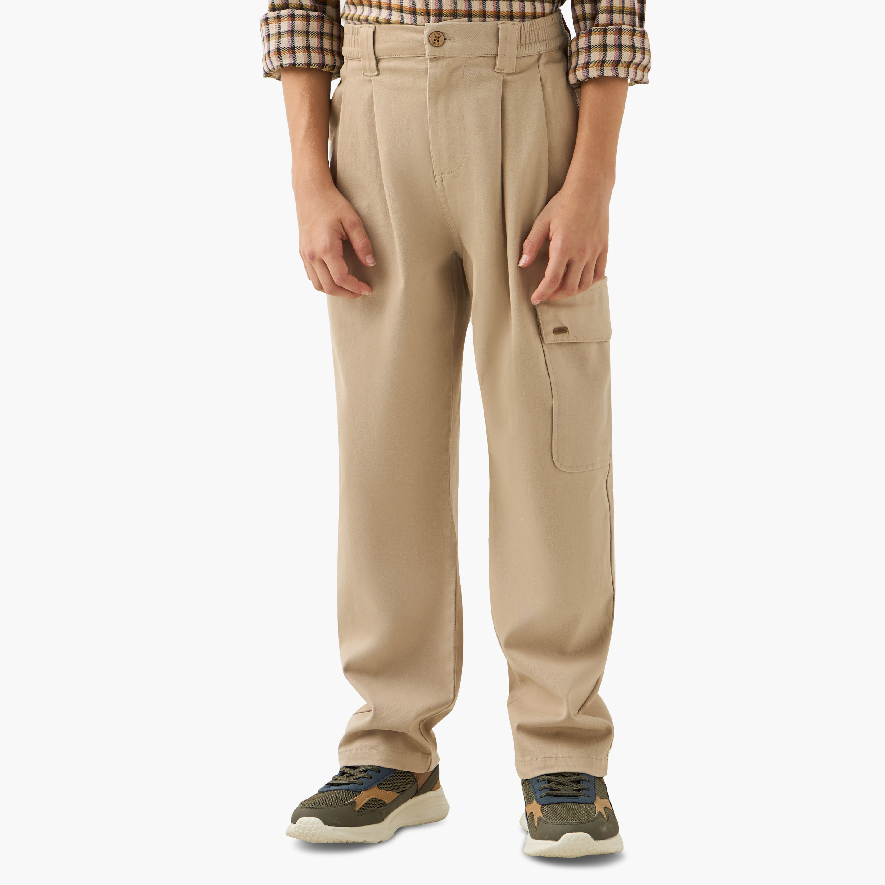 Eligo Solid Cargo Pants with Pockets-boys-clothing-bottoms-trousers-image-1