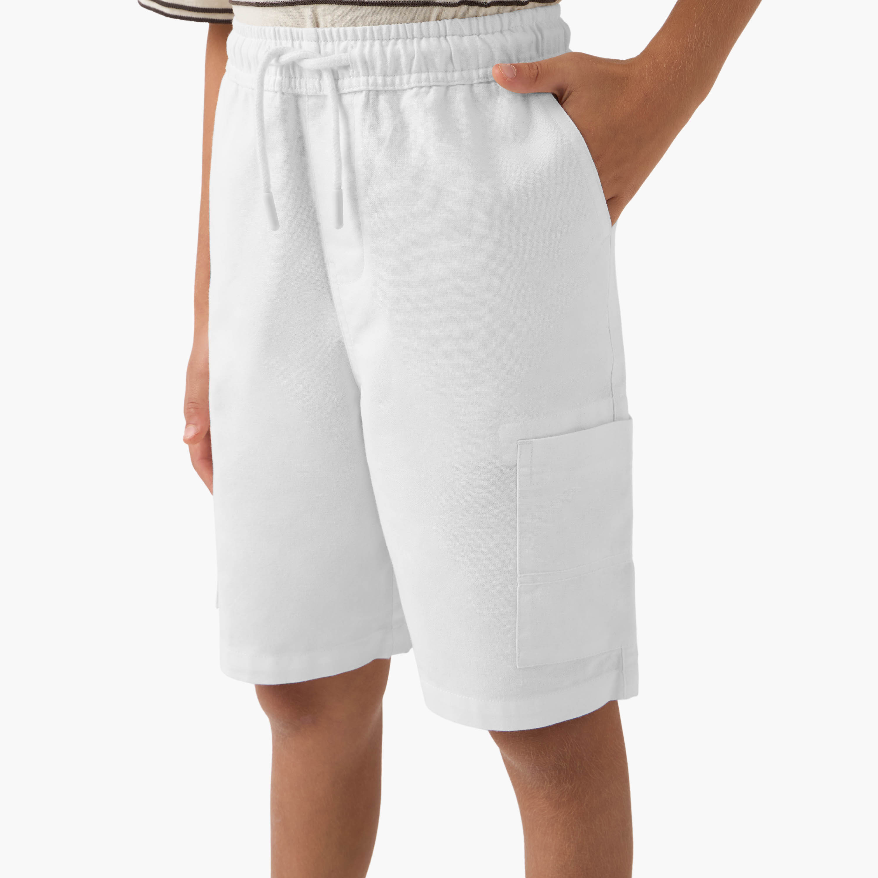 Eligo Solid Cargo Shorts with Drawstring Closure-boys-clothing-bottoms-shorts-image-1