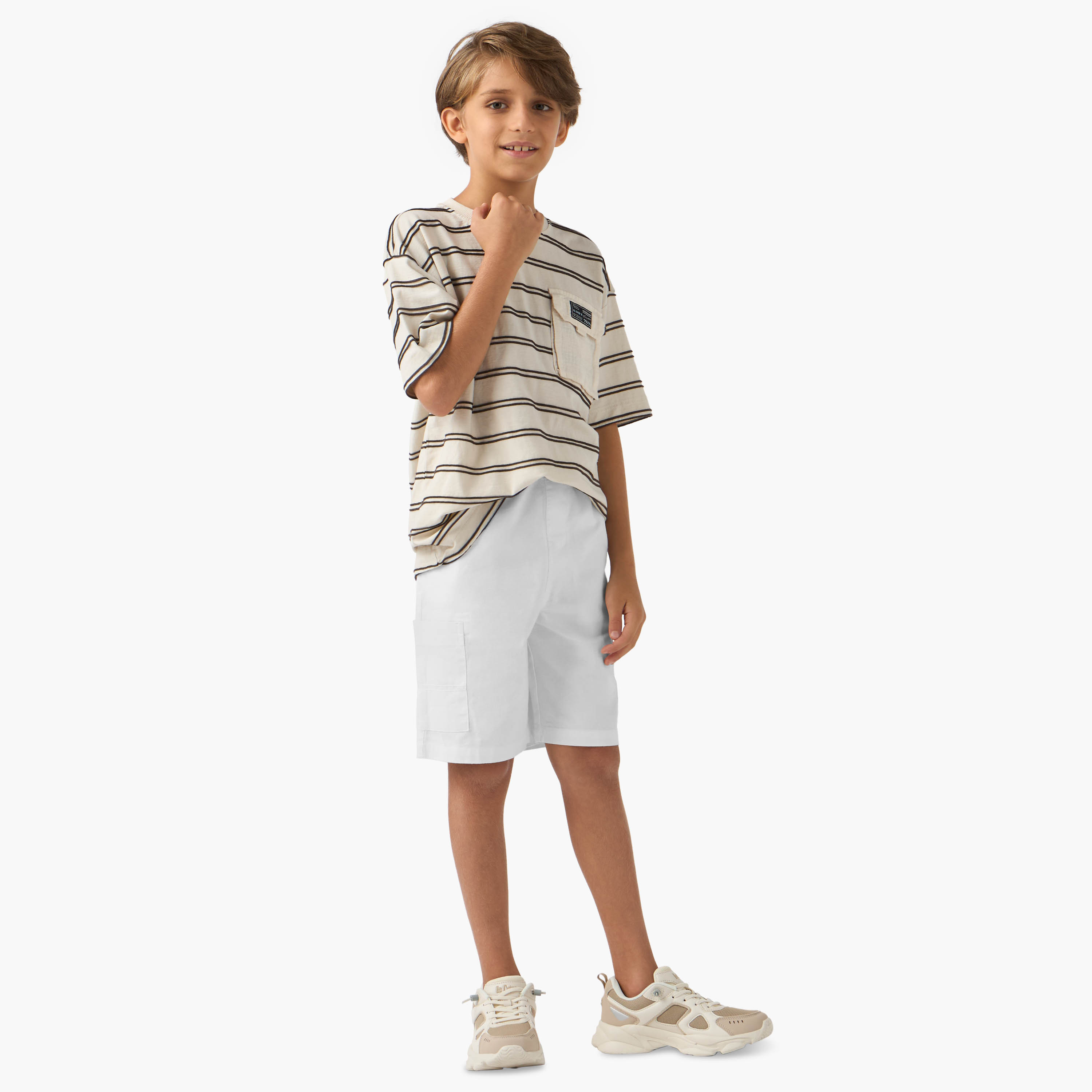 Eligo Solid Cargo Shorts with Drawstring Closure-boys-clothing-bottoms-shorts-image-2