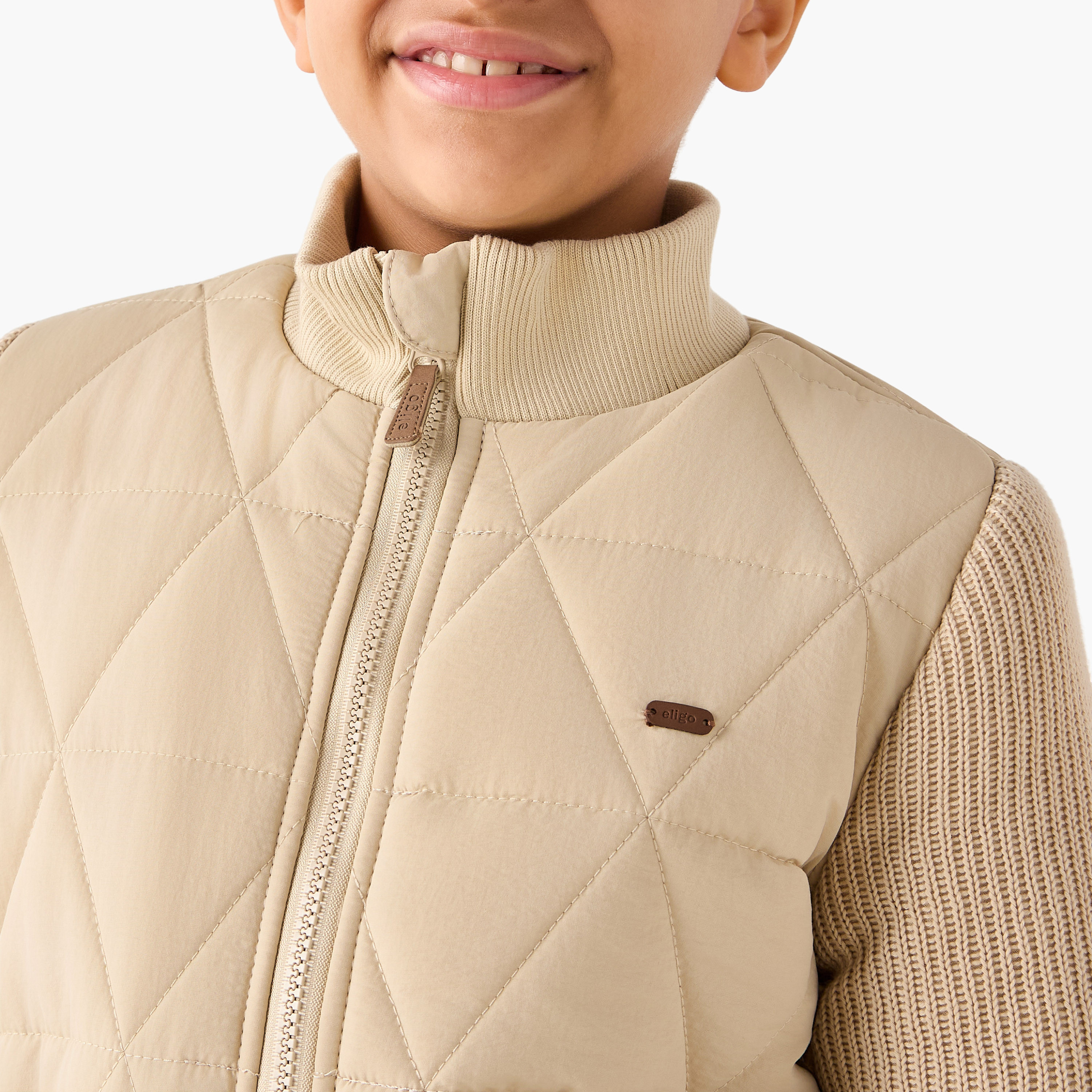 Eligo Textured Heavy Jacket with Long Sleeves and Zip Closure-boys-clothing-jacketsandcoats-image-4
