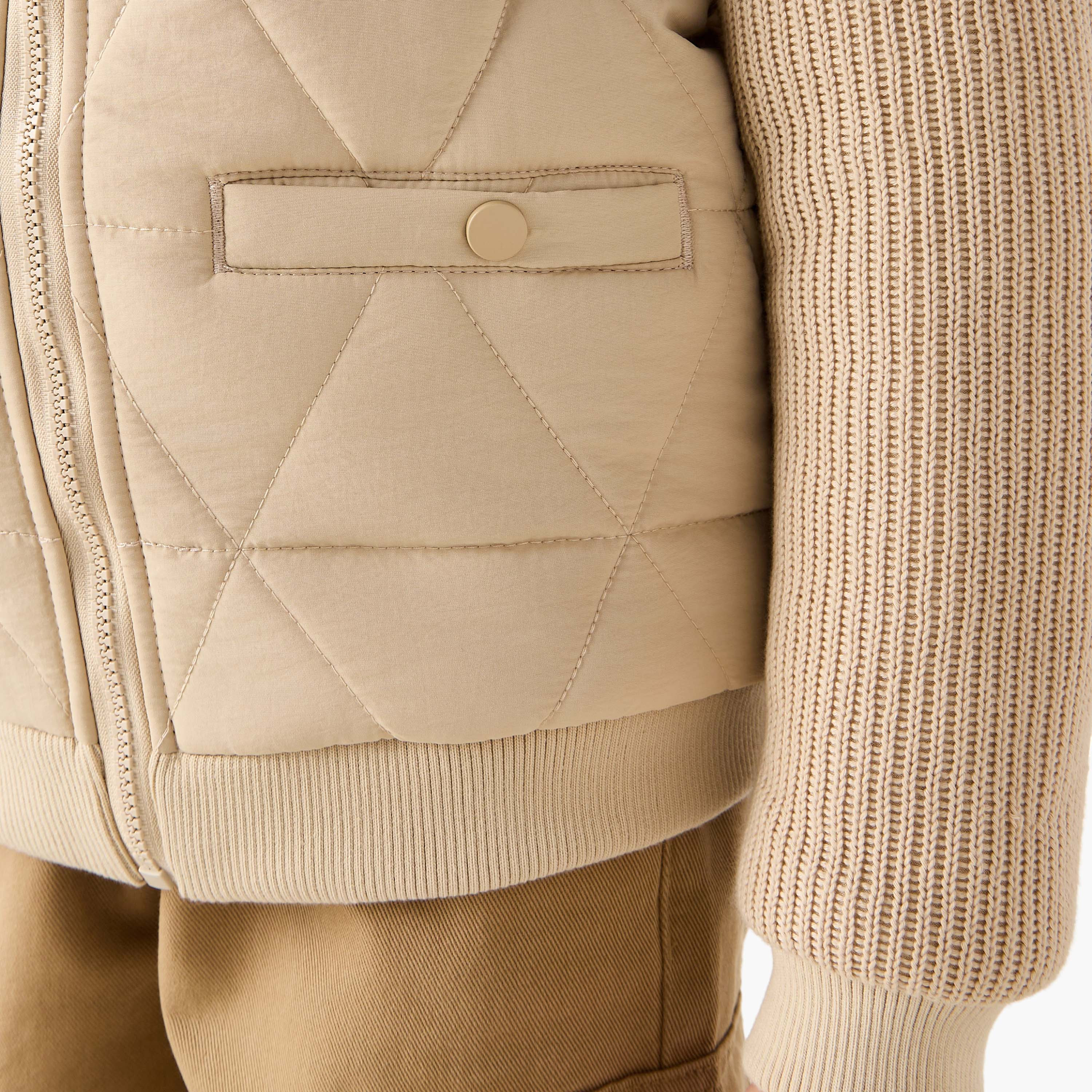 Eligo Textured Heavy Jacket with Long Sleeves and Zip Closure-boys-clothing-jacketsandcoats-image-5