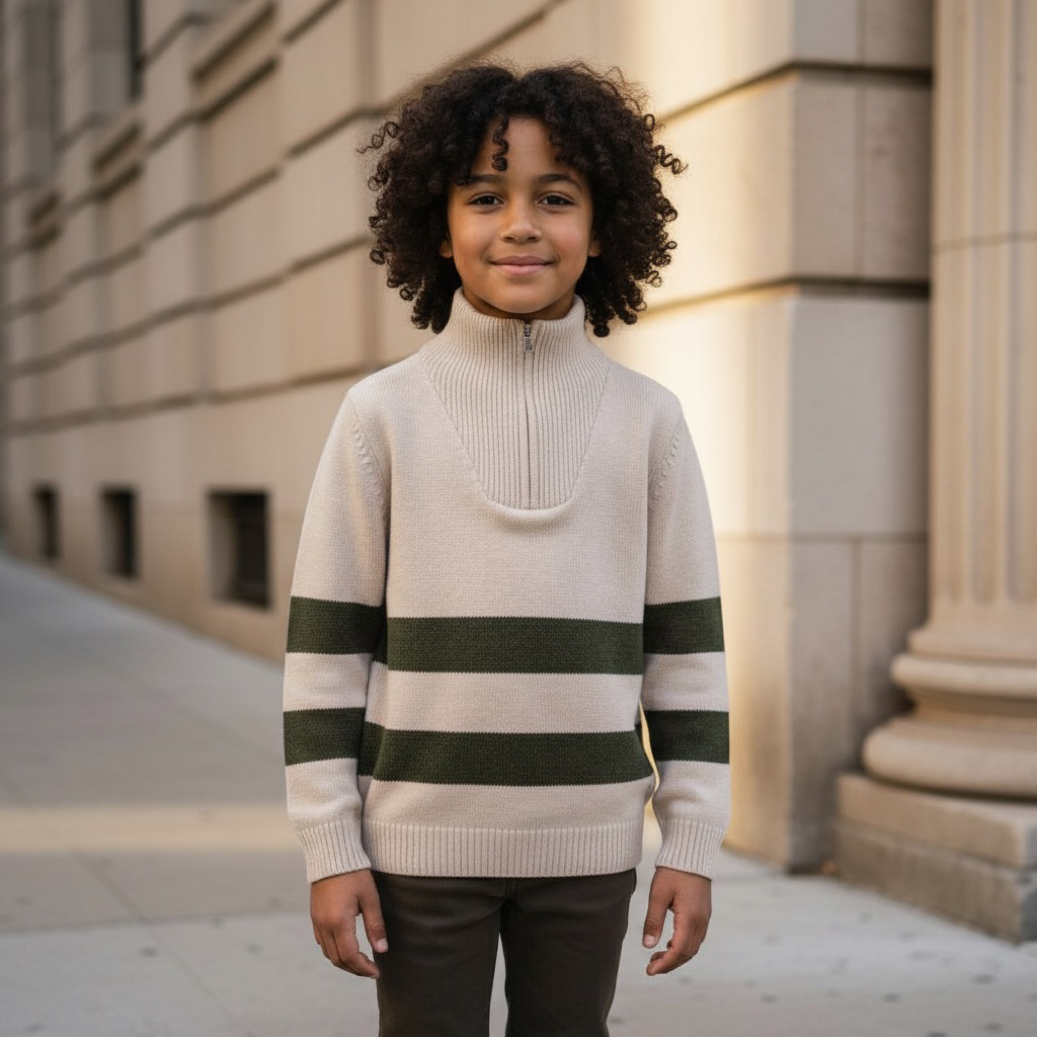 Eligo Striped High Neck Pullover with Long Sleeves-boys-clothing-jumpersandcardigans-image-1