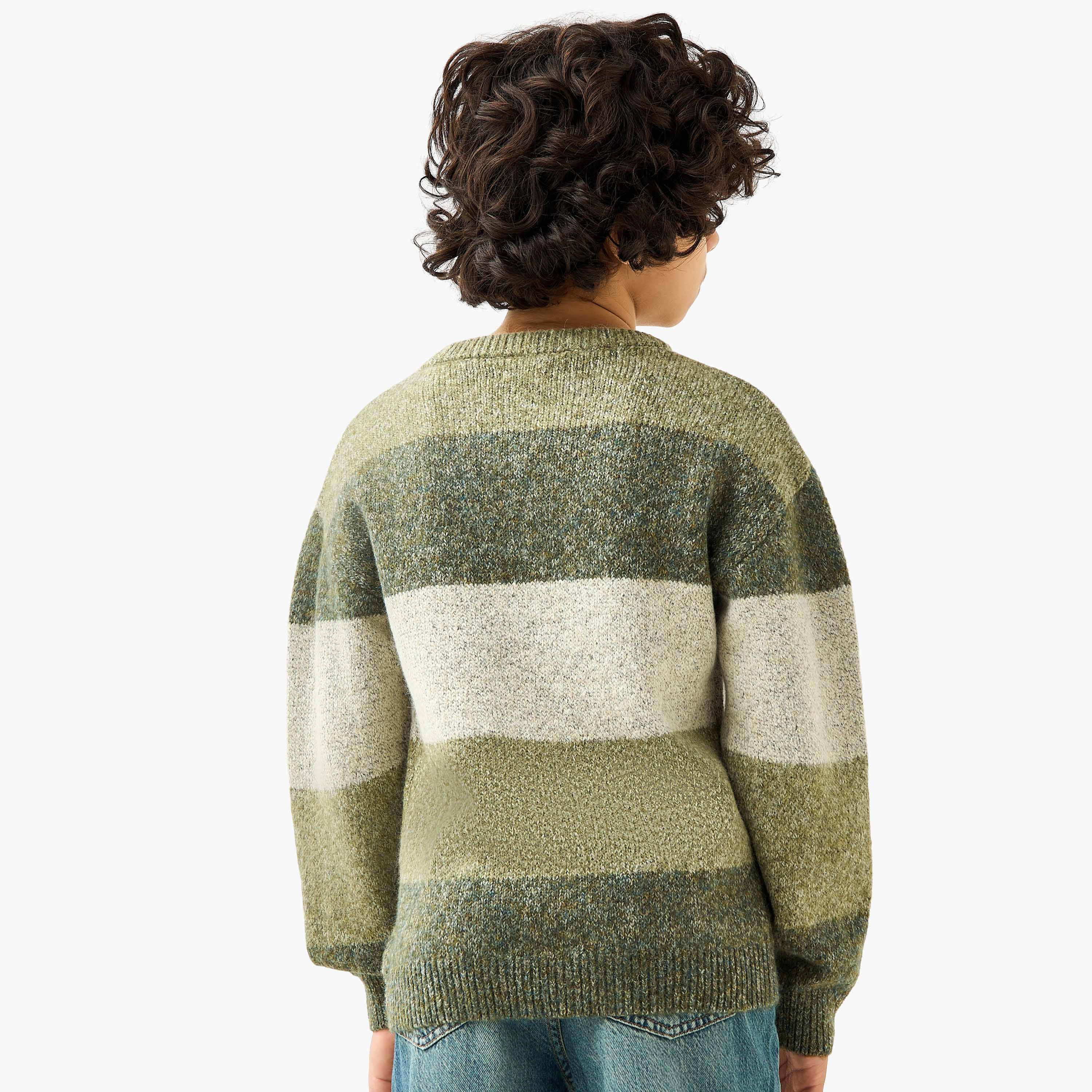 بلوفر مخطط بياقة ضيقة وأكمام طويلة من جونيورز-boys-clothing-jumpersandcardigans-image-3