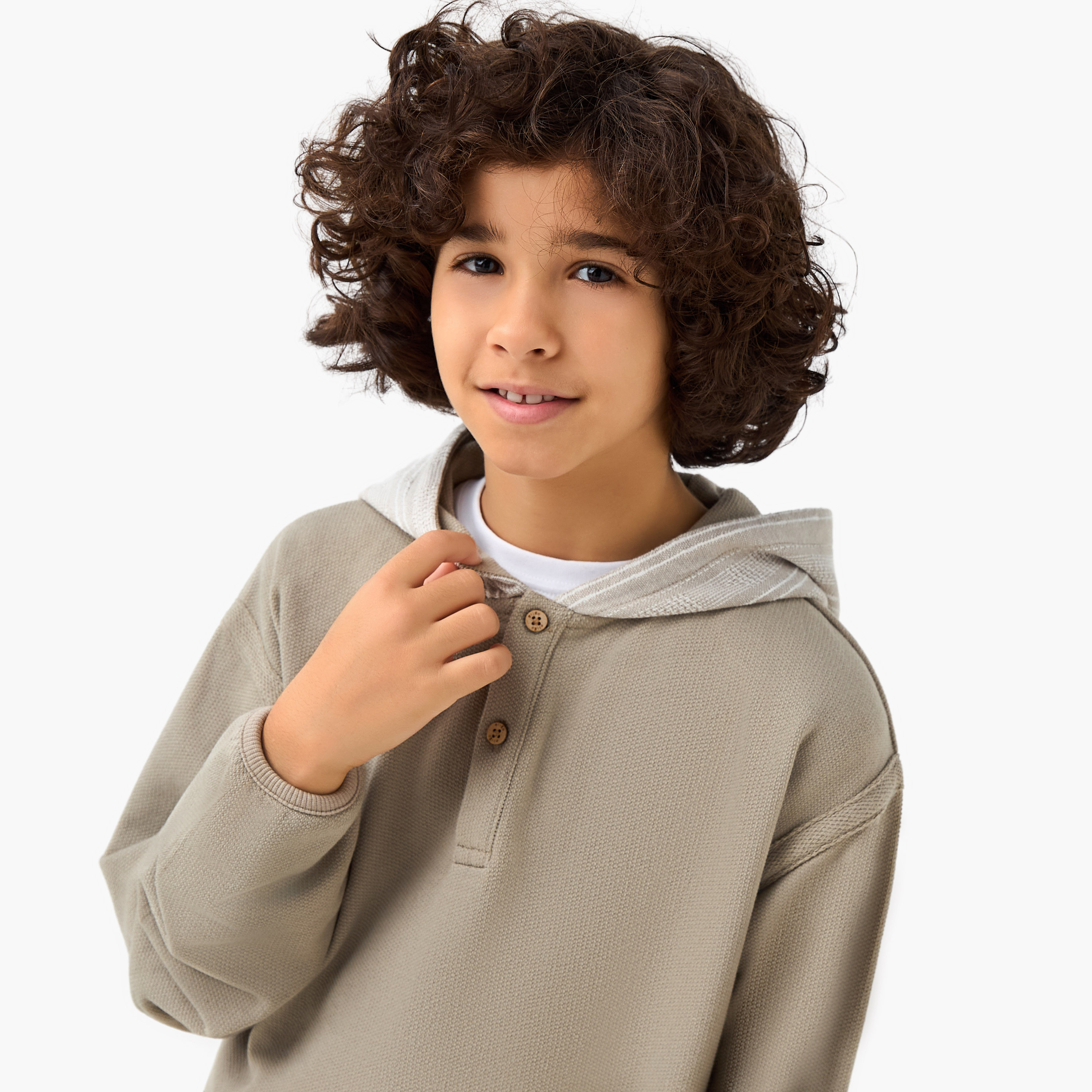 Eligo Solid Hooded Pullover with Button Detail-boys-clothing-jumpersandcardigans-image-4