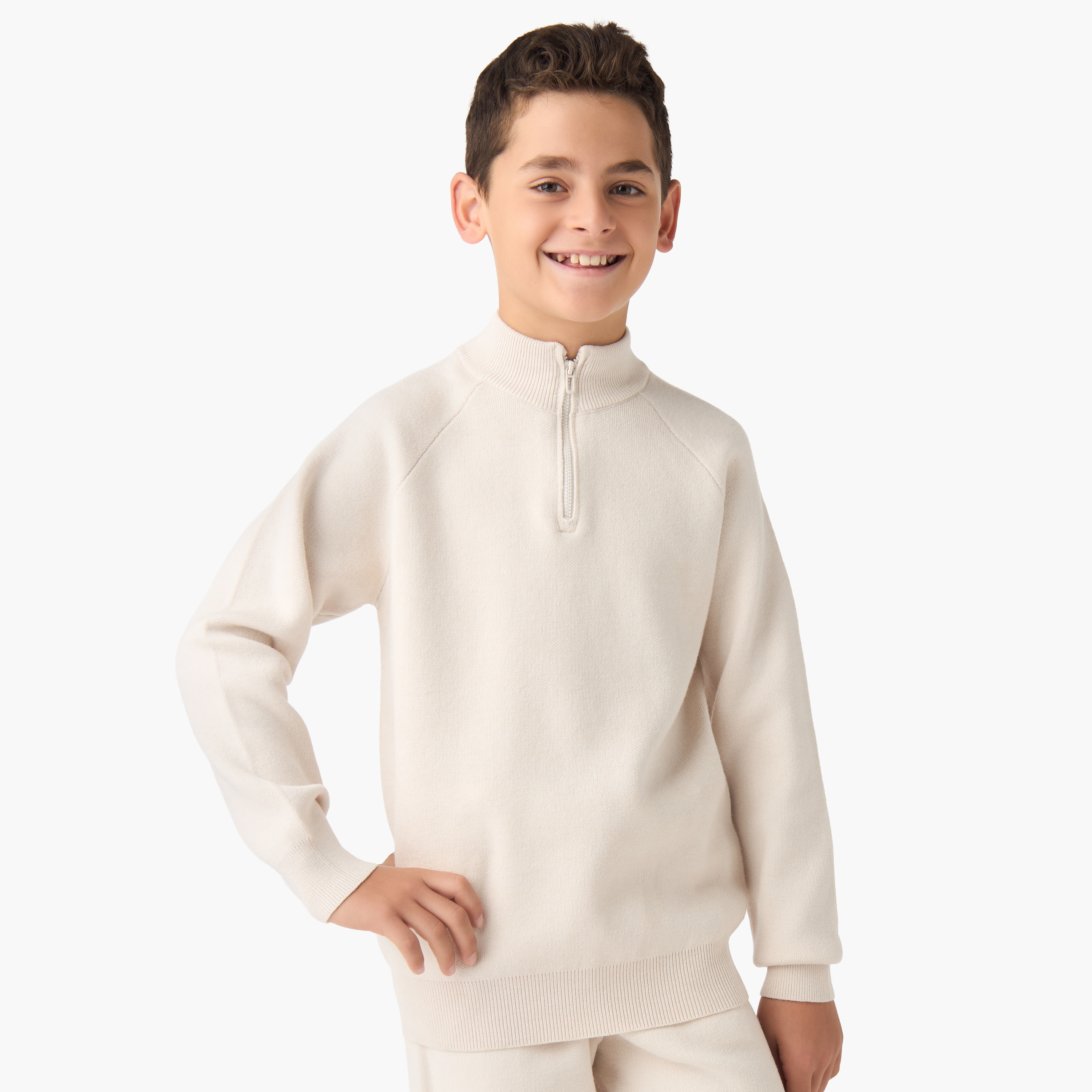 Eligo Boys Sweatshirt and Joggers Set with Half-Zip - Viscose Blend - Long Sleeves - High Neck-boys-clothing-setsandcoords-image-2
