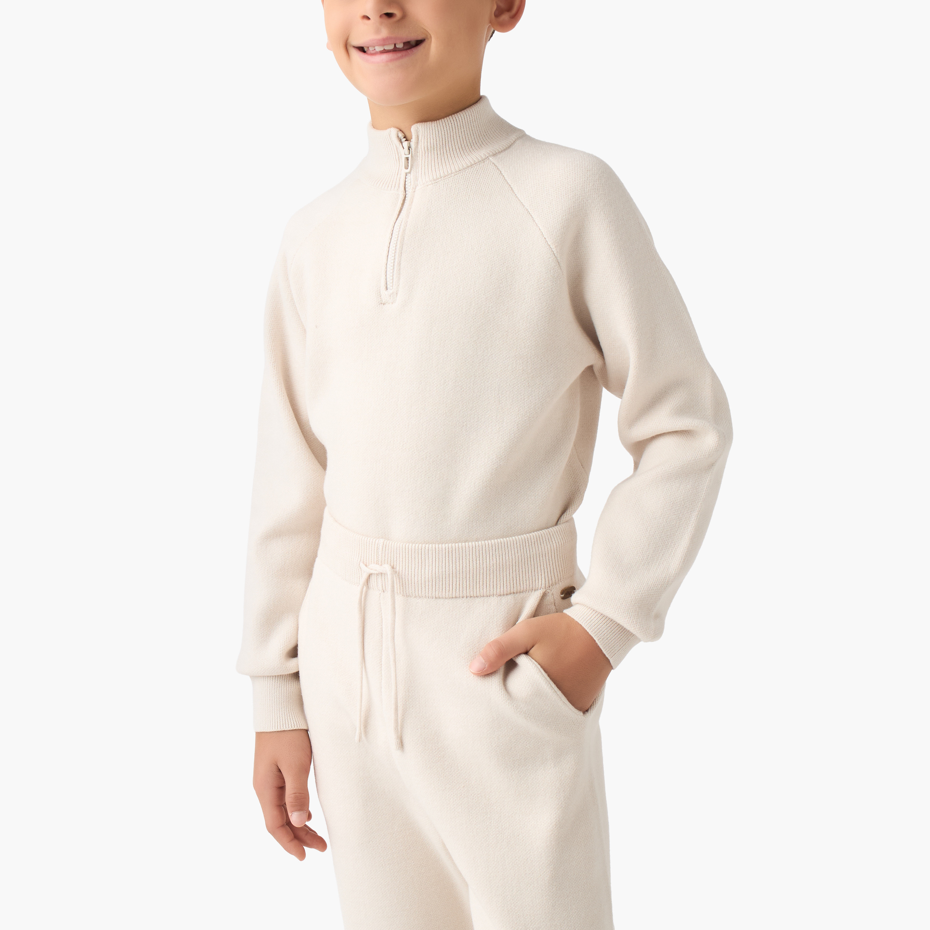 Eligo Boys Sweatshirt and Joggers Set with Half-Zip - Viscose Blend - Long Sleeves - High Neck-boys-clothing-setsandcoords-image-5