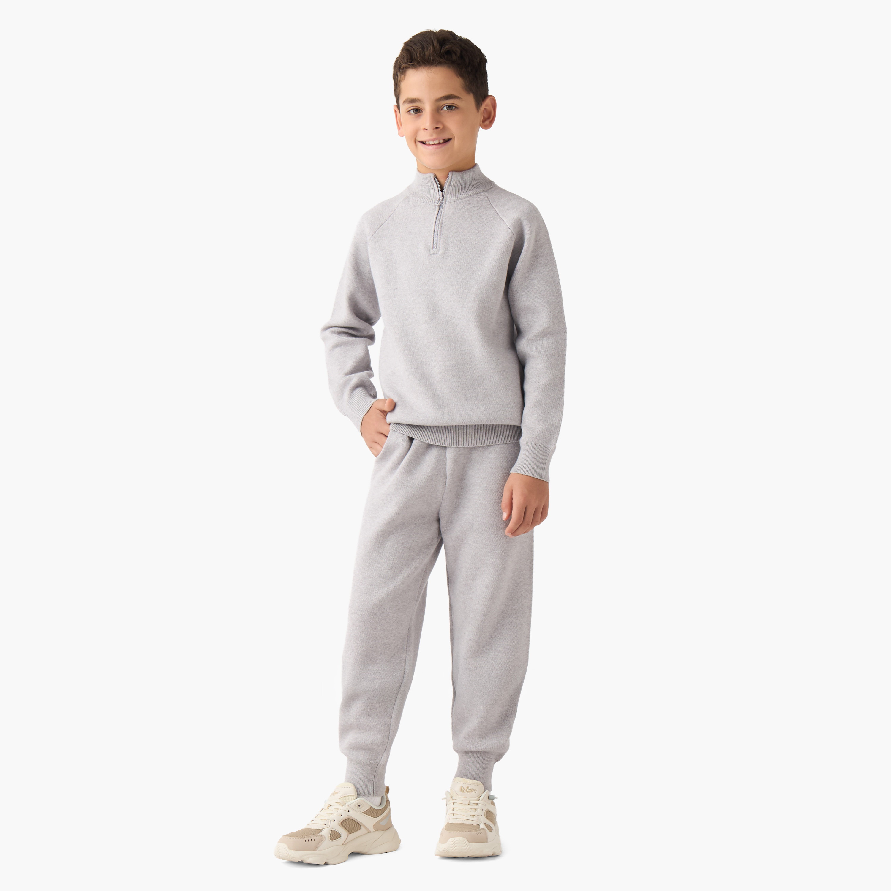 Eligo Boys Sweater and Joggers Set with Half-Zip - Viscose Blend - Long Sleeves - High Neck-boys-clothing-setsandcoords-image-1