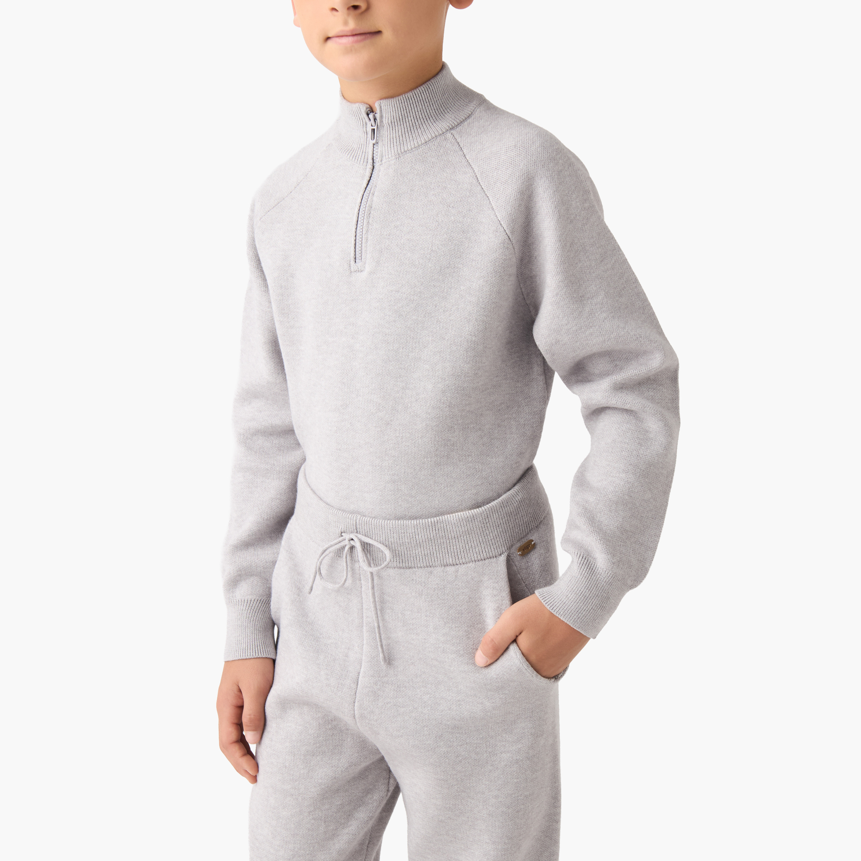 Eligo Boys Sweater and Joggers Set with Half-Zip - Viscose Blend - Long Sleeves - High Neck-boys-clothing-setsandcoords-image-5