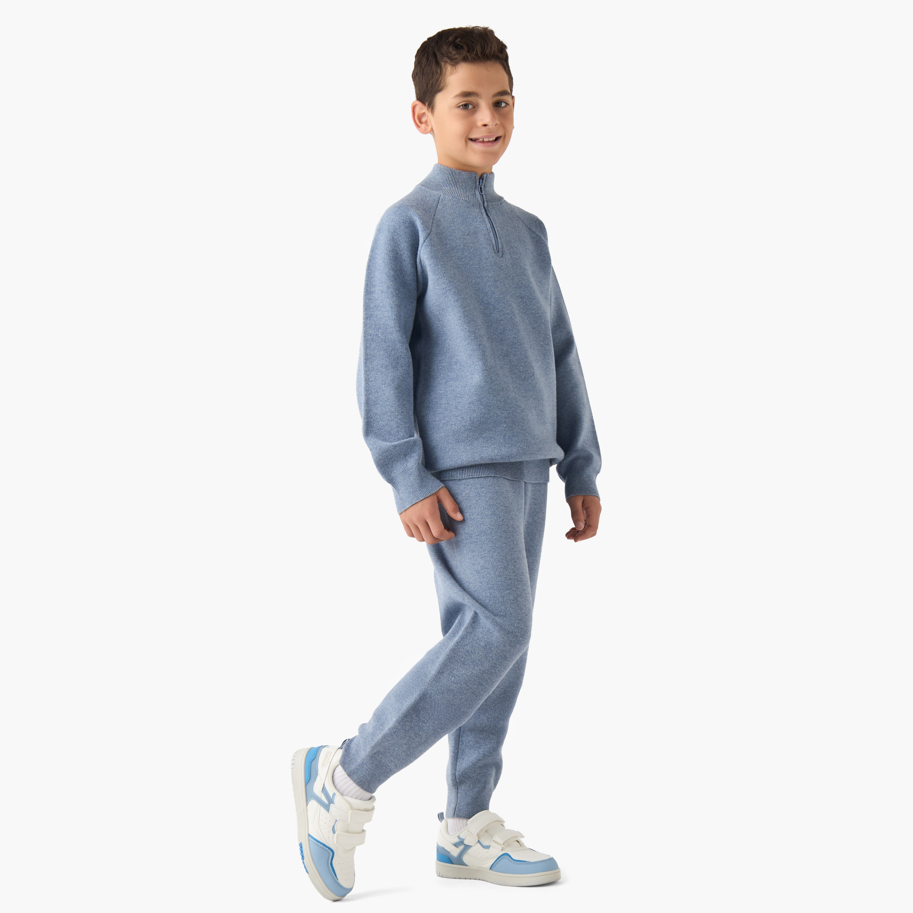 Eligo Boys Sweater and Joggers Set with Half-Zip - Viscose Blend - Long Sleeves - High Neck-boys-clothing-setsandcoords-image-1
