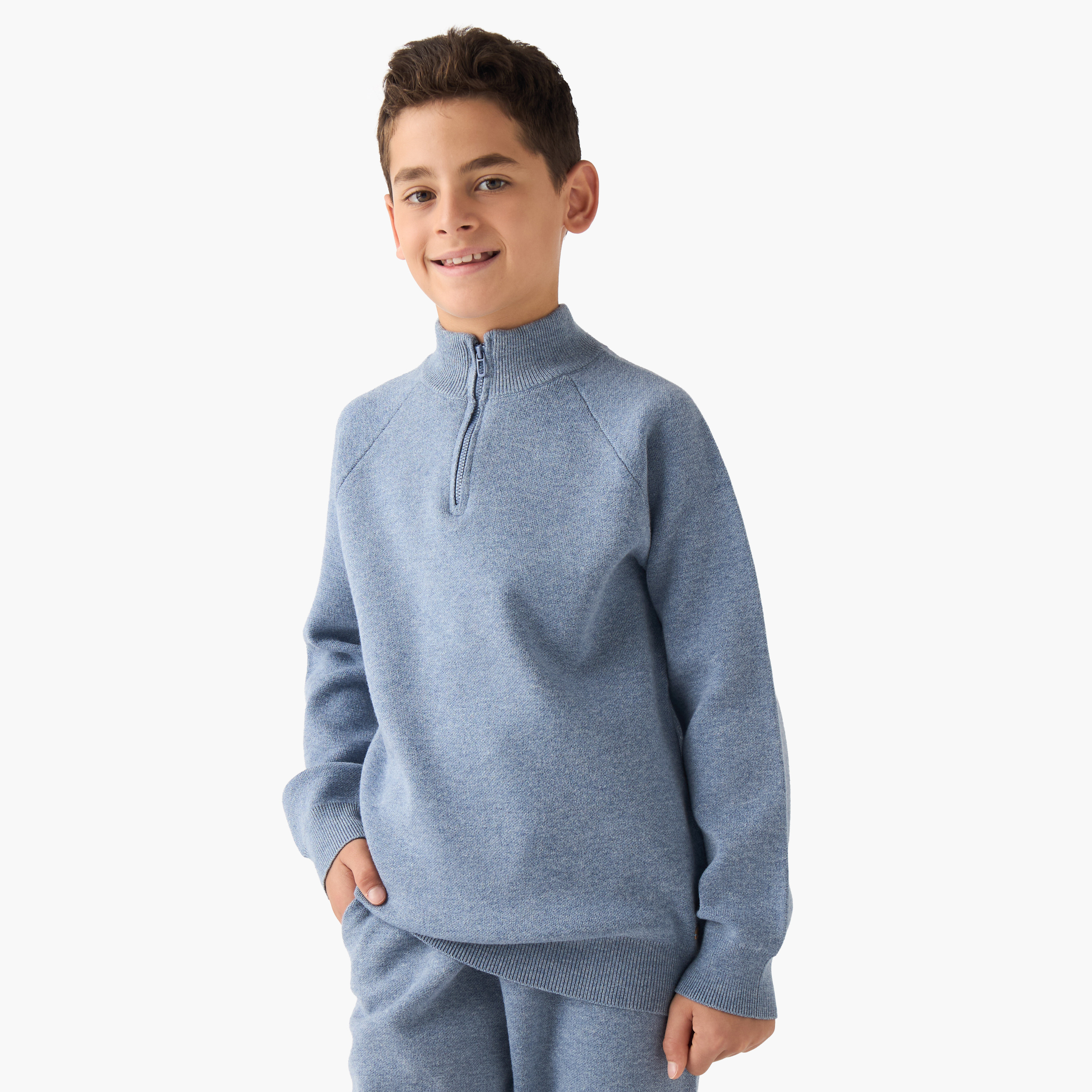 Eligo Boys Sweater and Joggers Set with Half-Zip - Viscose Blend - Long Sleeves - High Neck-boys-clothing-setsandcoords-image-2