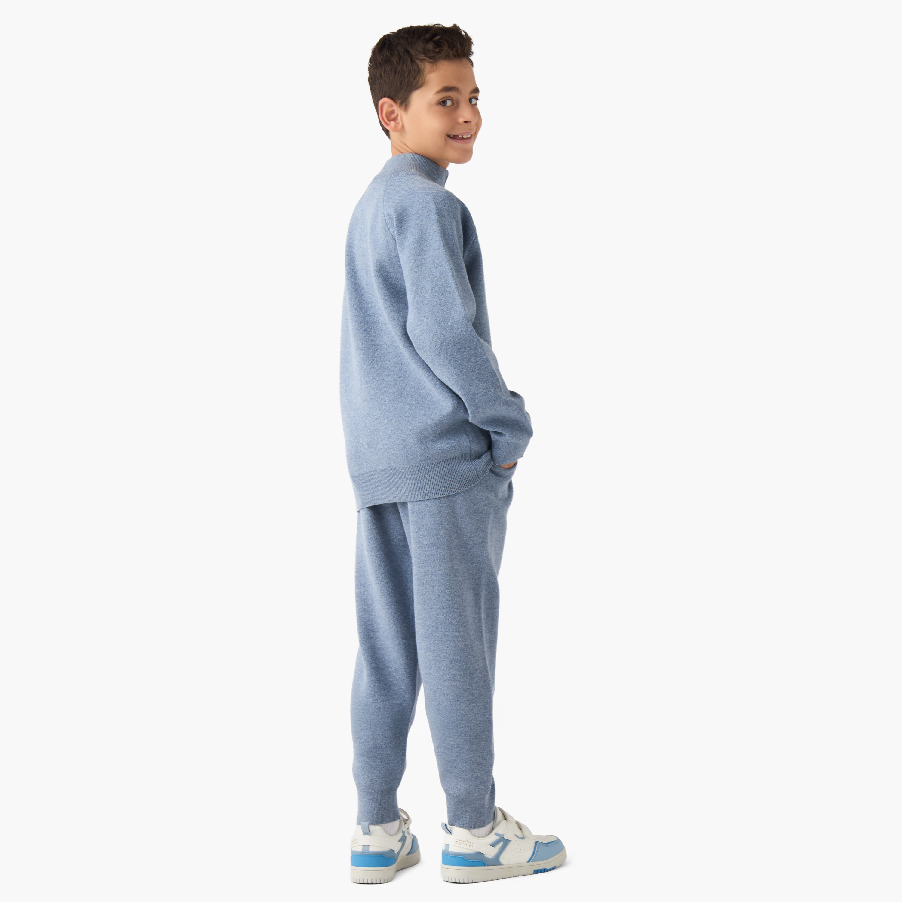 Eligo Boys Sweater and Joggers Set with Half-Zip - Viscose Blend - Long Sleeves - High Neck-boys-clothing-setsandcoords-image-4