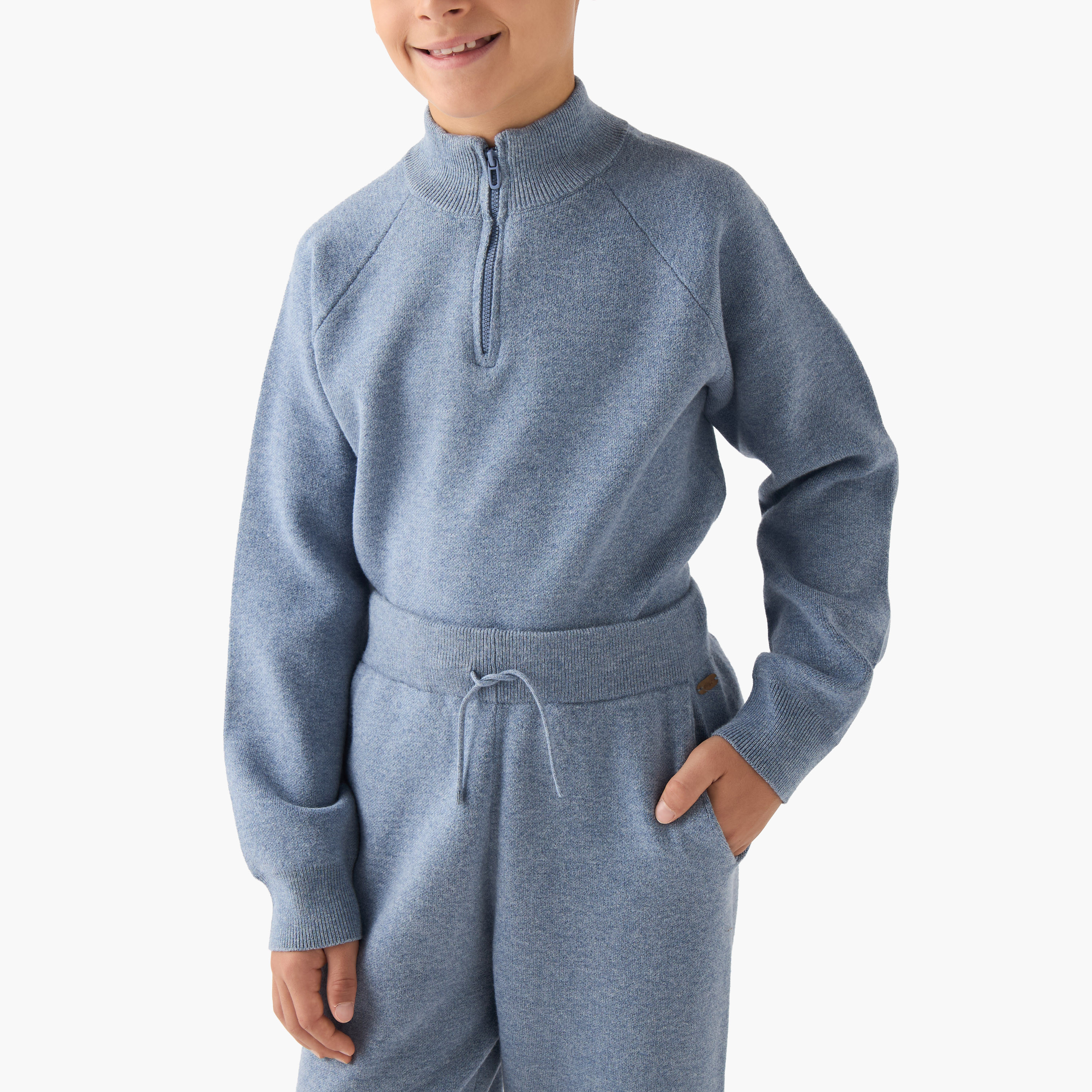Eligo Boys Sweater and Joggers Set with Half-Zip - Viscose Blend - Long Sleeves - High Neck-boys-clothing-setsandcoords-image-5