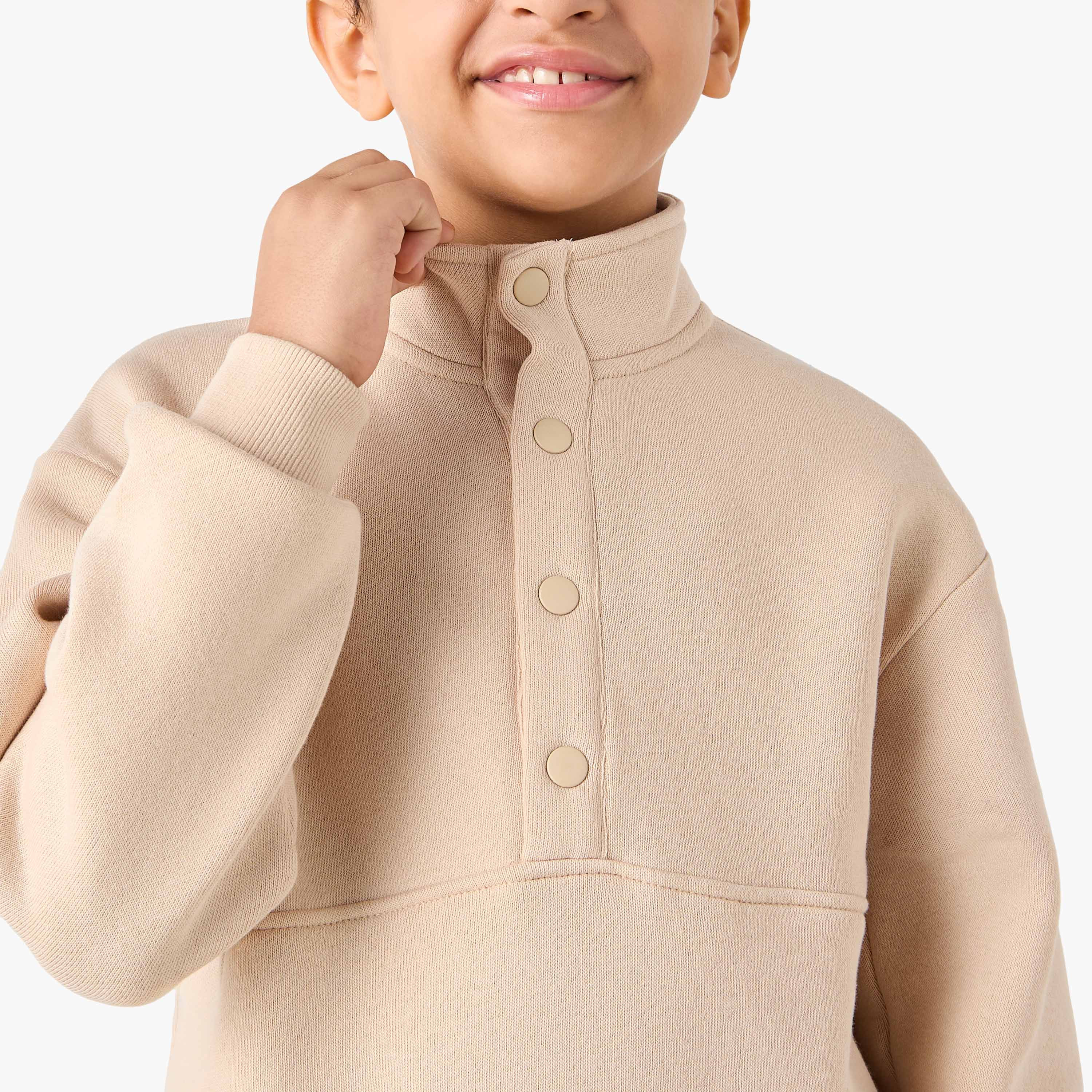 Eligo Solid High Neck Sweatshirt and Joggers Set-boys-clothing-setsandcoords-image-5