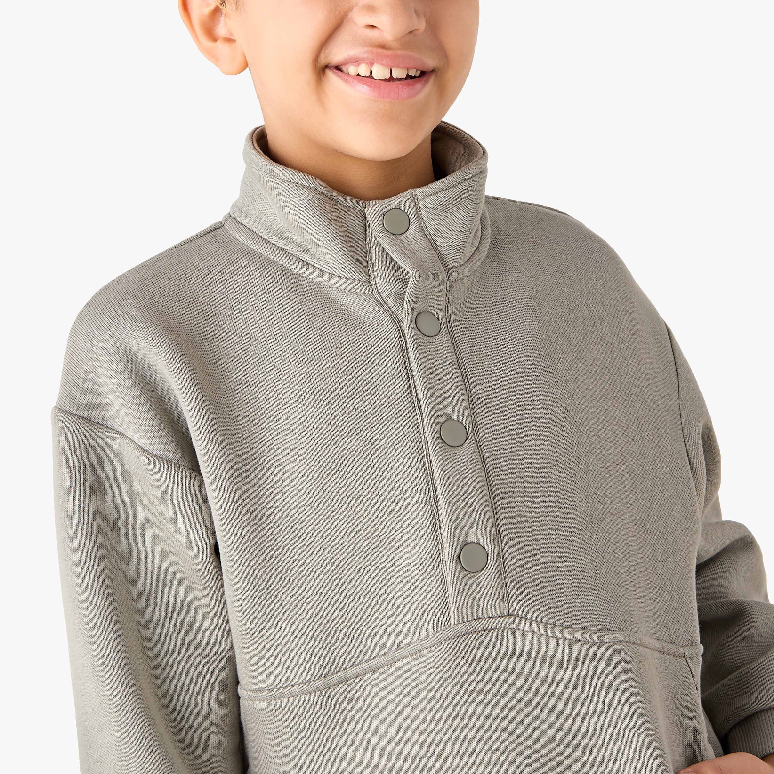 Eligo Solid High Neck Sweatshirt and Joggers Set-boys-clothing-setsandcoords-image-5