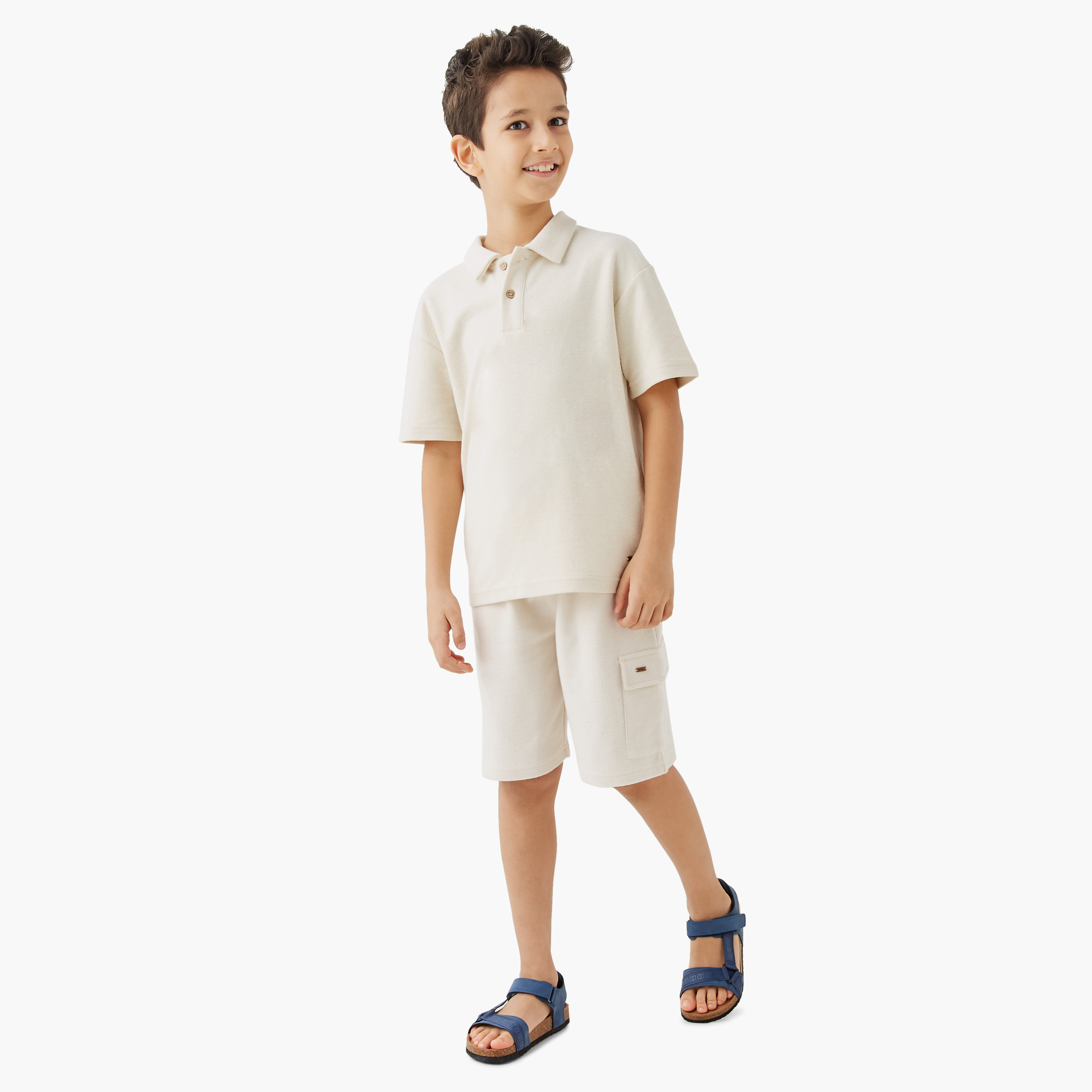 Eligo Solid Polo T-shirt and Cargo Shorts Set-boys-clothing-setsandcoords-image-1