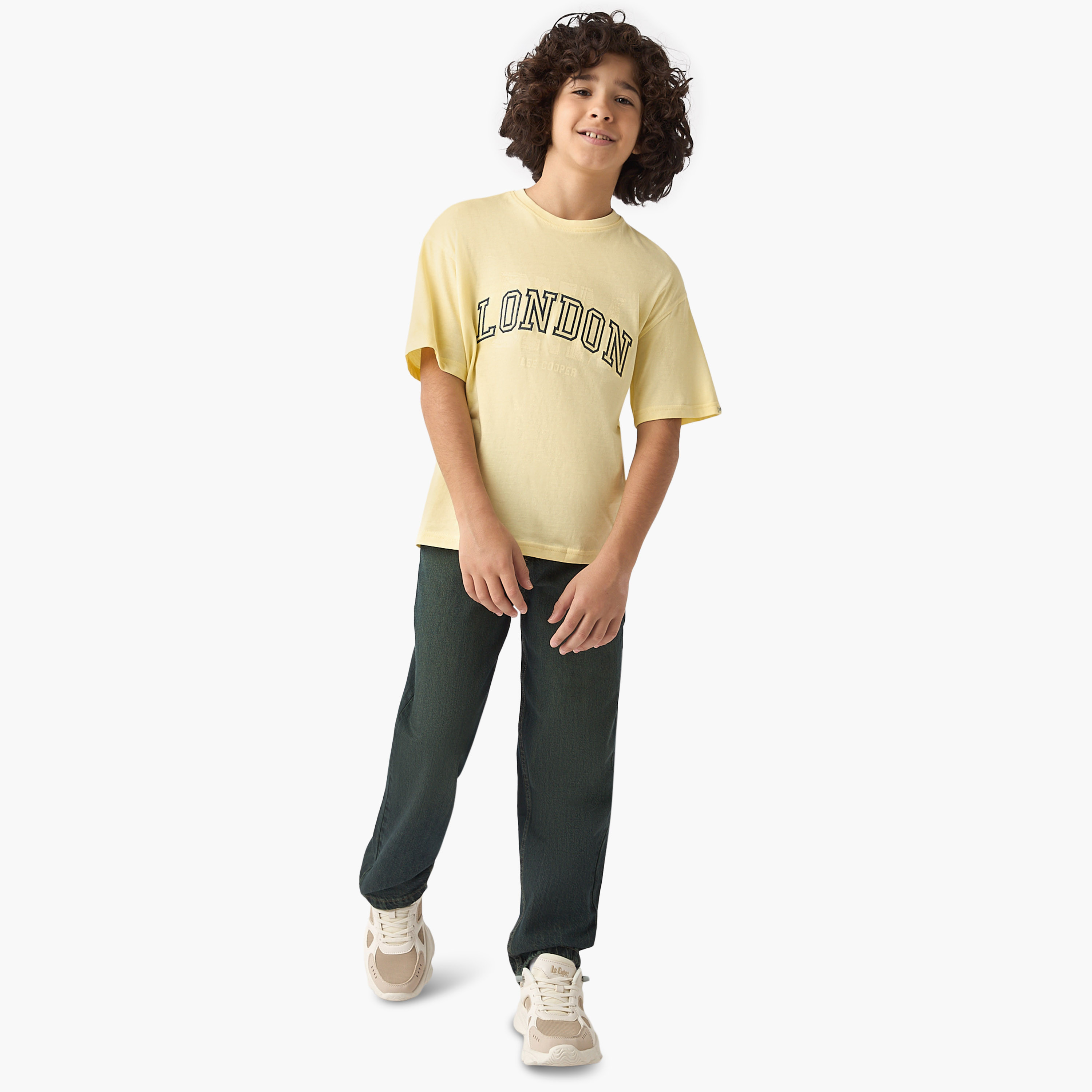 Lee Cooper Typographic Embroidered T-shirt with Short Sleeves-boys-clothing-tshirtsandpolos-image-2