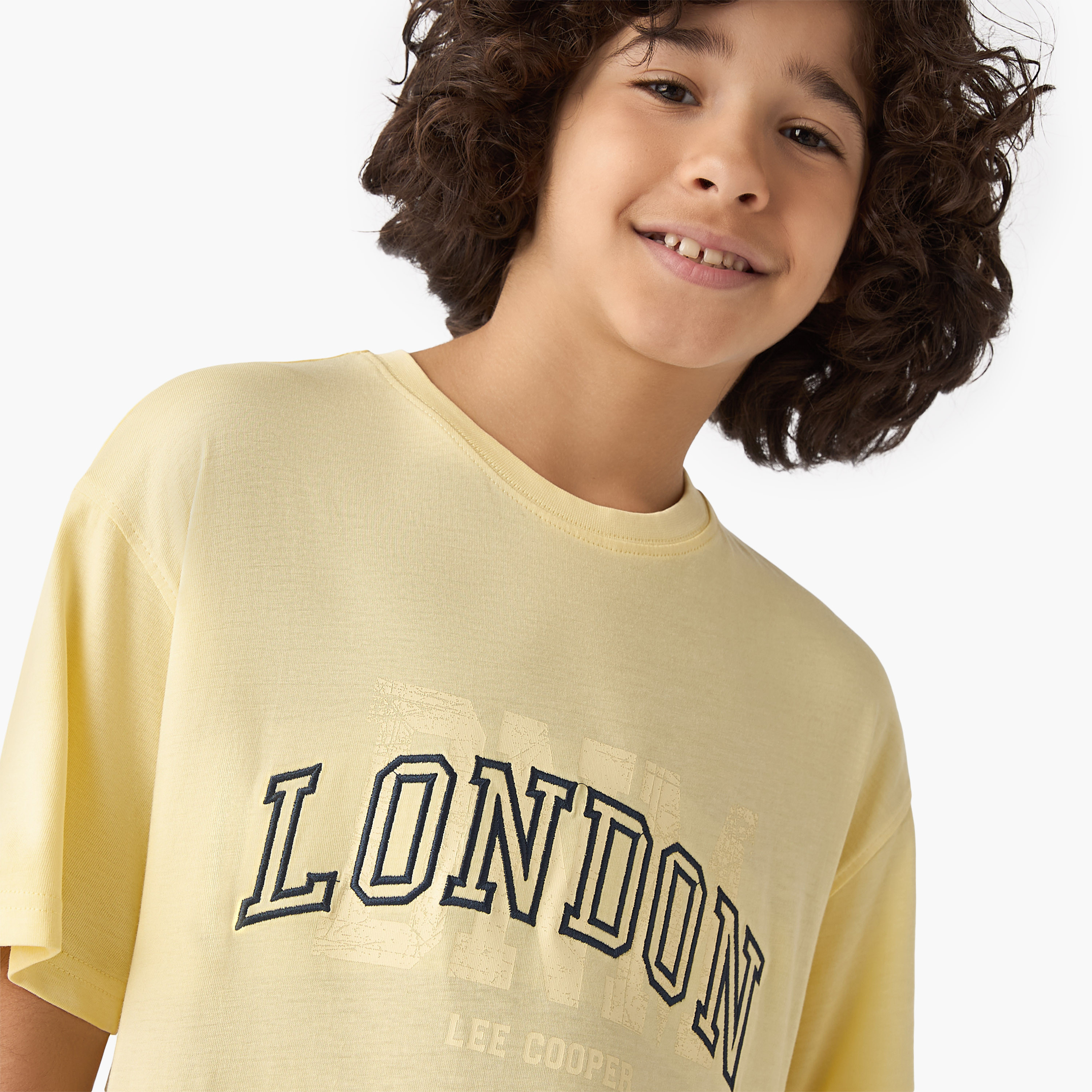 Lee Cooper Typographic Embroidered T-shirt with Short Sleeves-boys-clothing-tshirtsandpolos-image-4