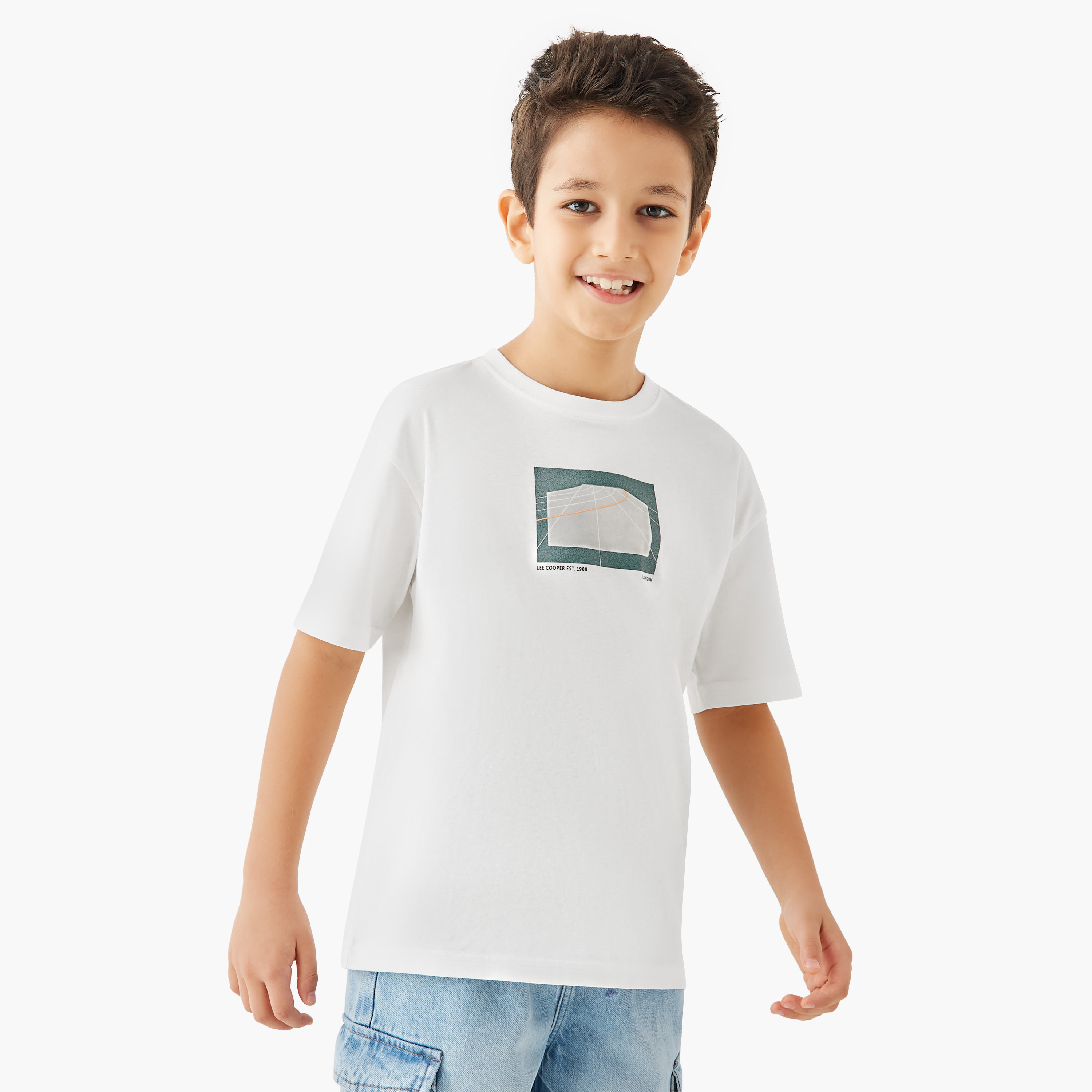 Lee Cooper Graphic Print T-shirt with Short Sleeves-boys-clothing-tshirtsandpolos-image-1