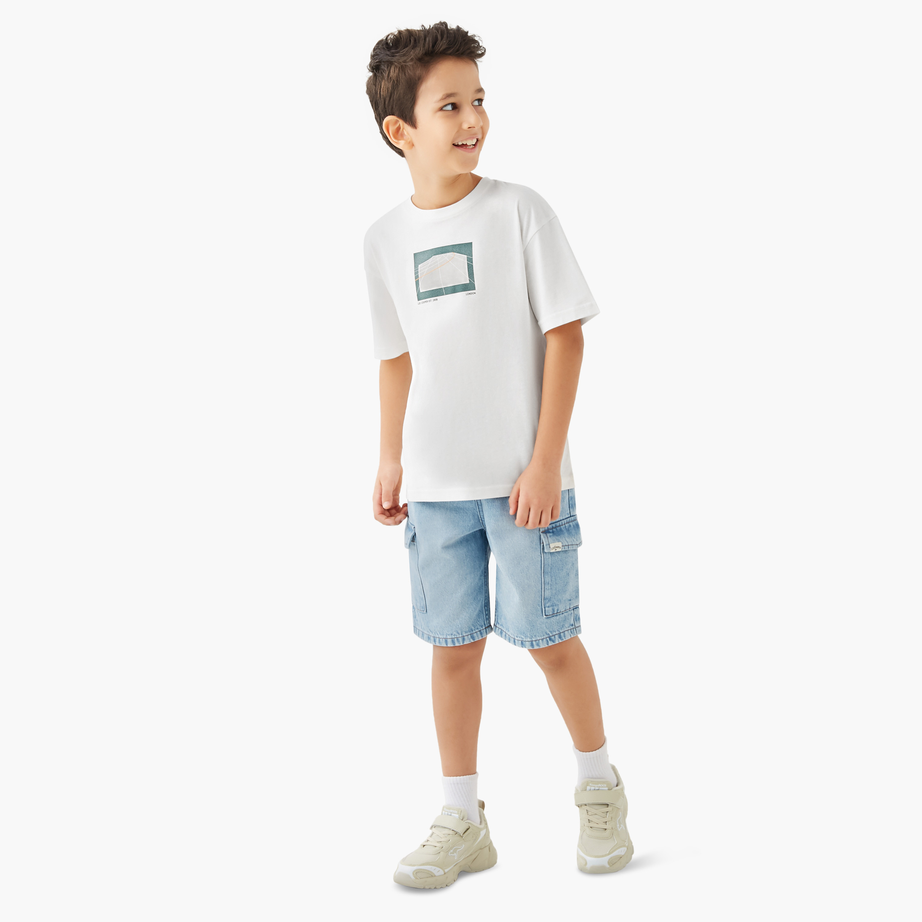 Lee Cooper Graphic Print T-shirt with Short Sleeves-boys-clothing-tshirtsandpolos-image-2