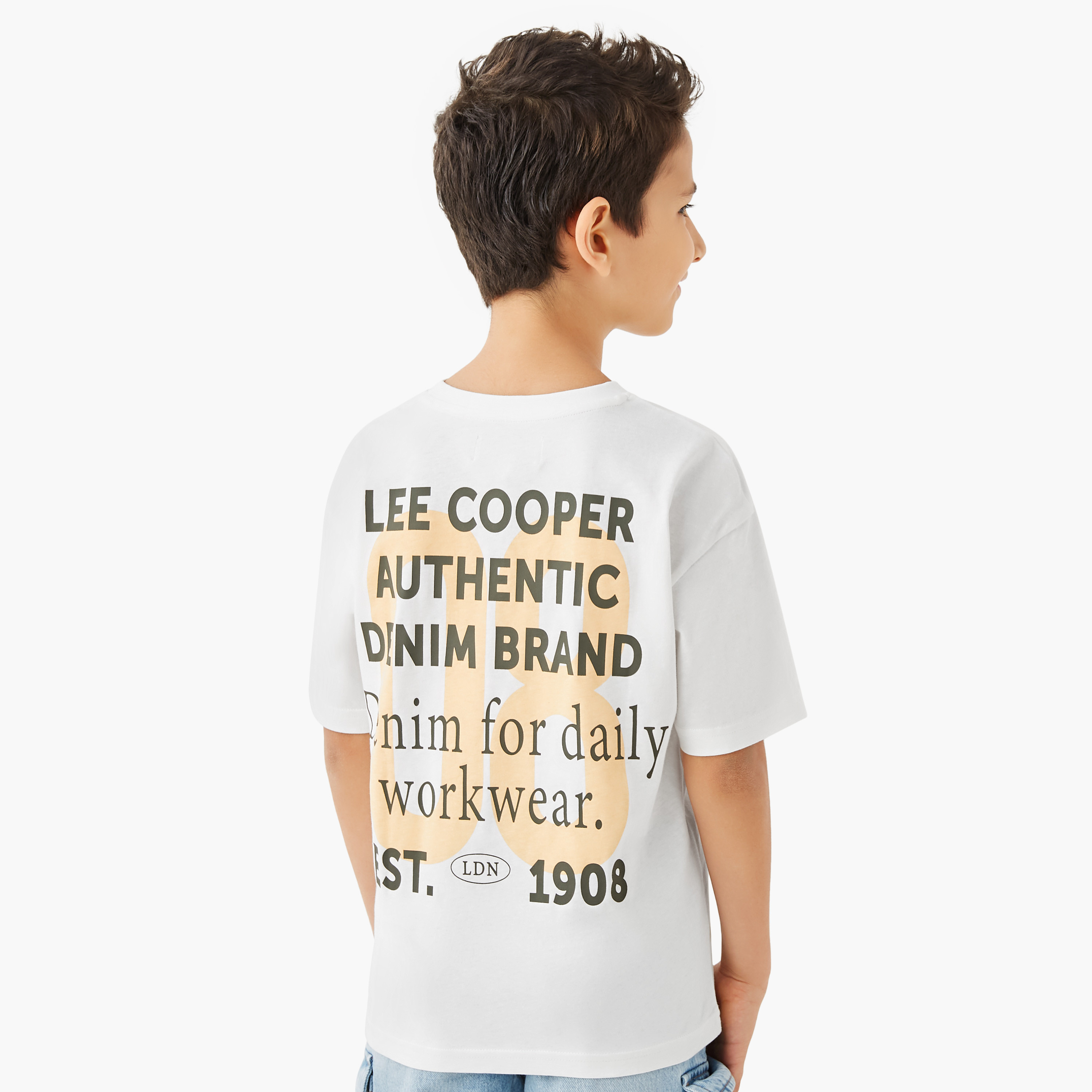 Lee Cooper Graphic Print T-shirt with Short Sleeves-boys-clothing-tshirtsandpolos-image-3