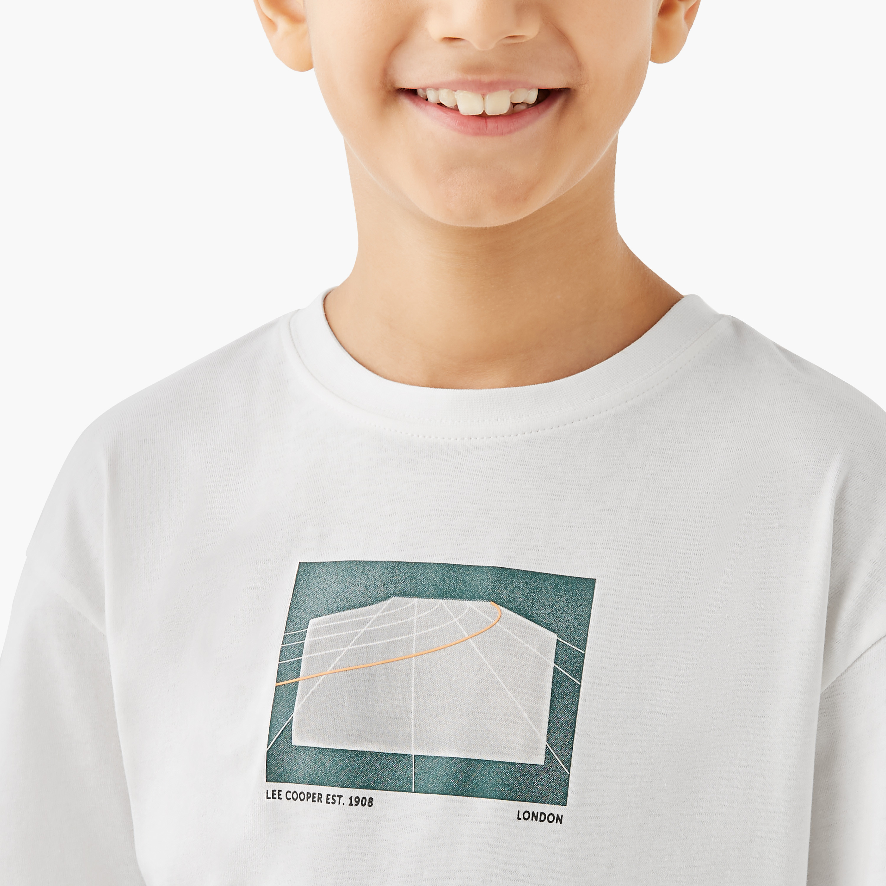 Lee Cooper Graphic Print T-shirt with Short Sleeves-boys-clothing-tshirtsandpolos-image-4