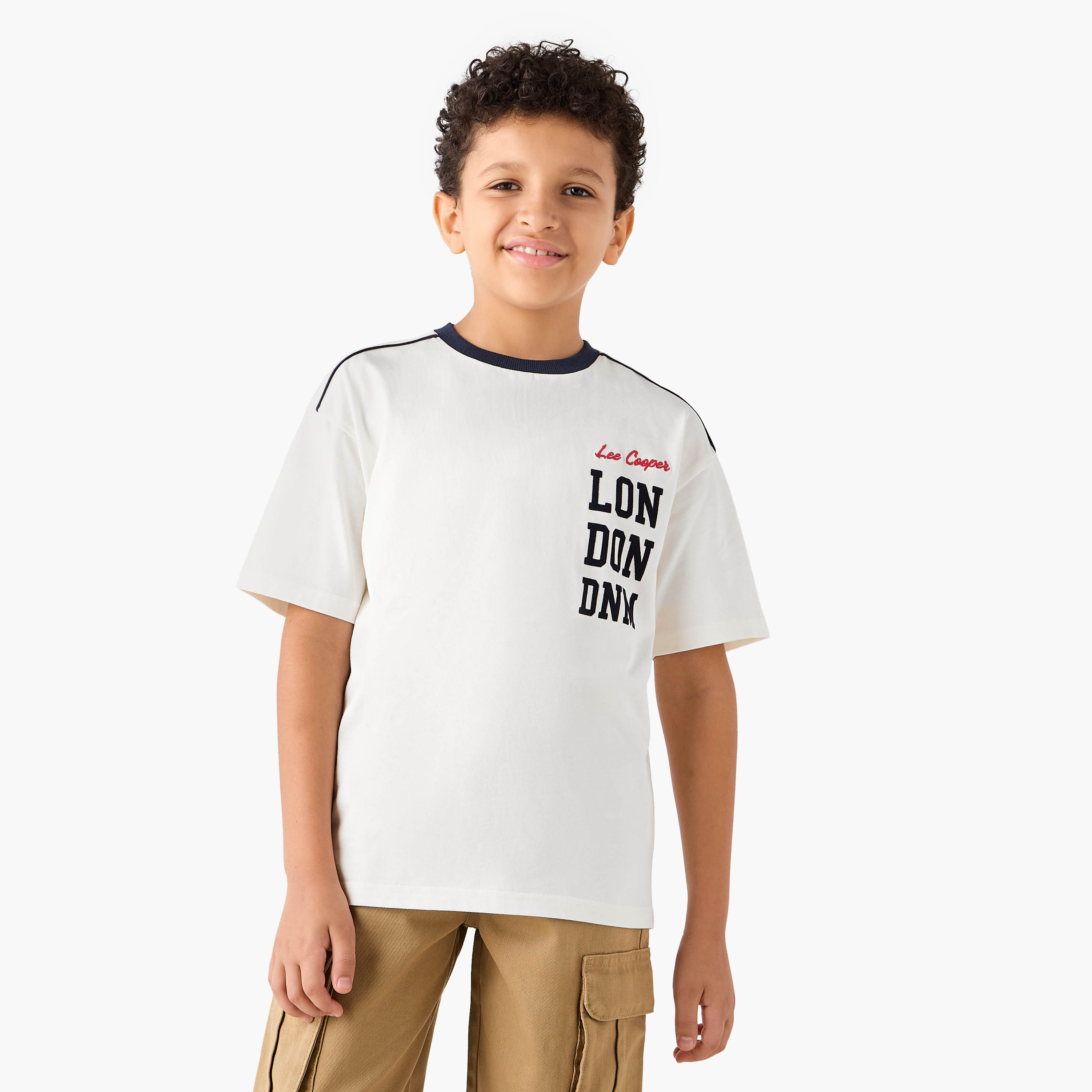 Lee Cooper Logo Embroidered T-shirt with Short Sleeves-boys-clothing-tshirtsandpolos-image-1