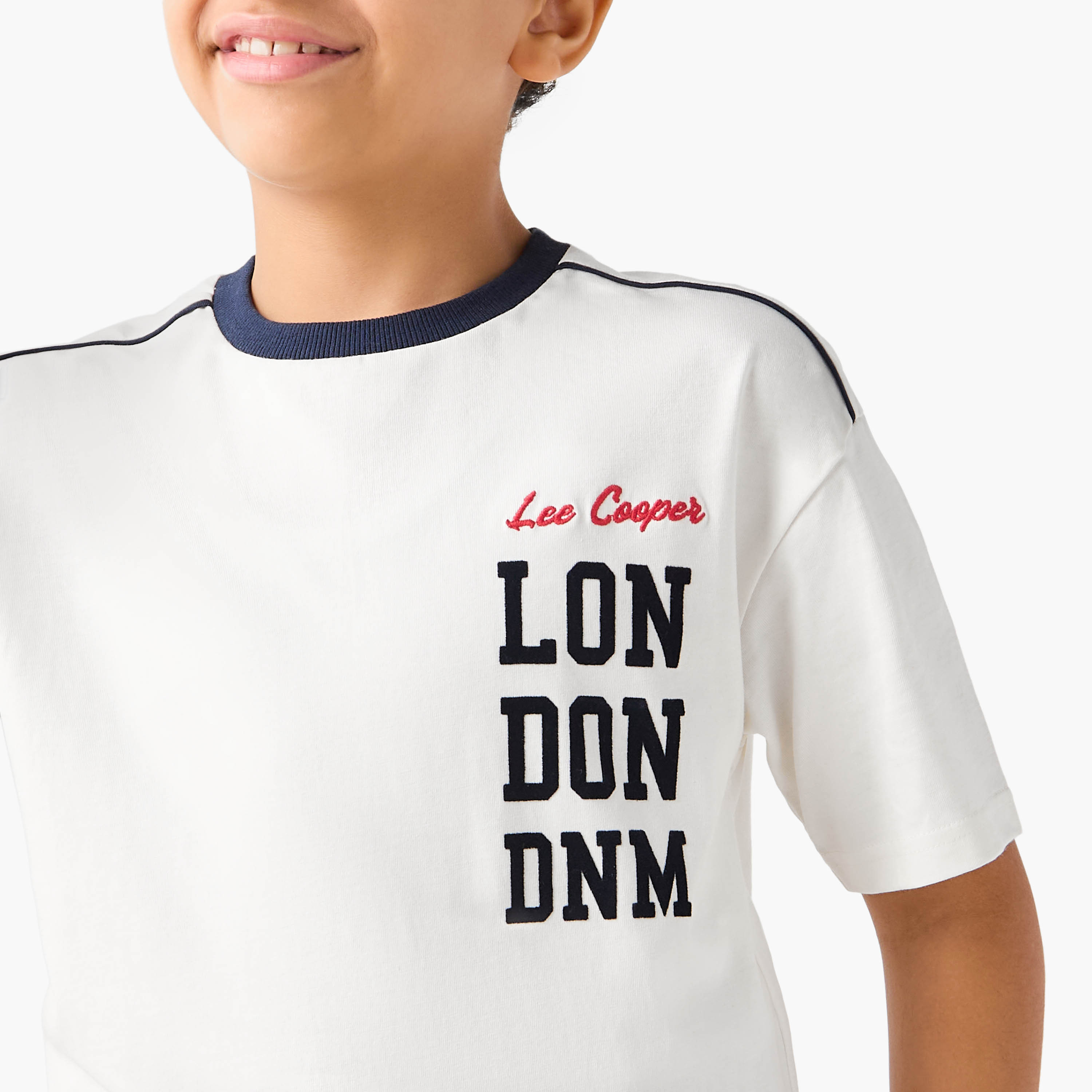 Lee Cooper Logo Embroidered T-shirt with Short Sleeves-boys-clothing-tshirtsandpolos-image-5
