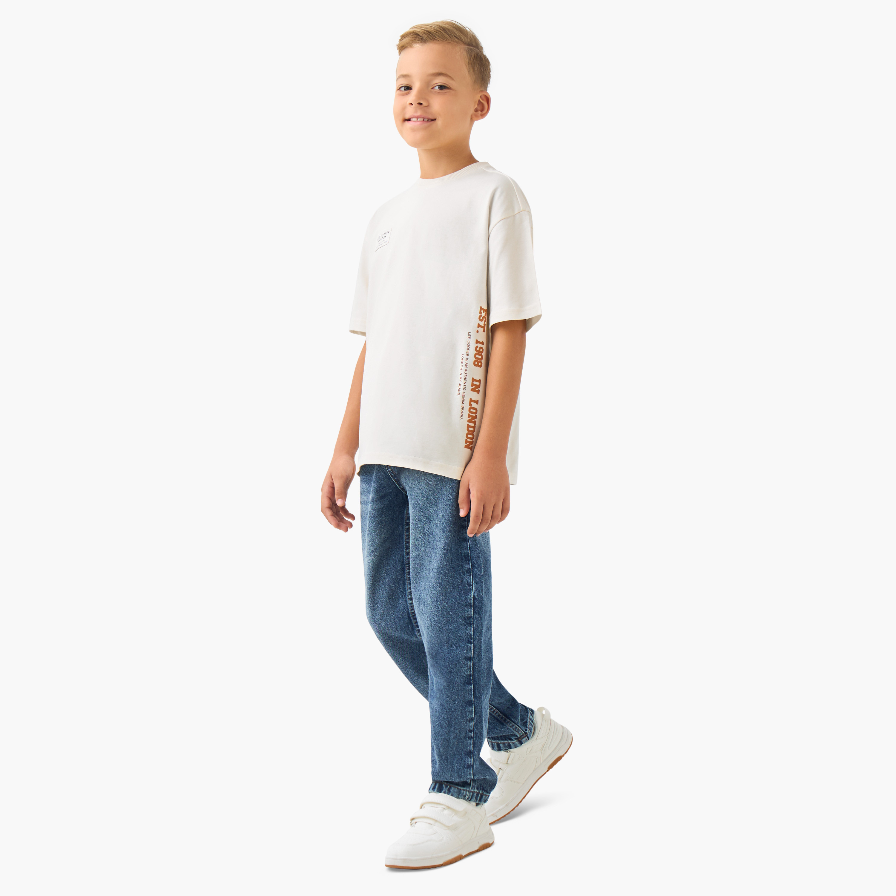 Lee Cooper Boys Crew Neck T-shirt with Logo Print - Cotton - Short Sleeves-boys-clothing-tshirtsandpolos-image-2