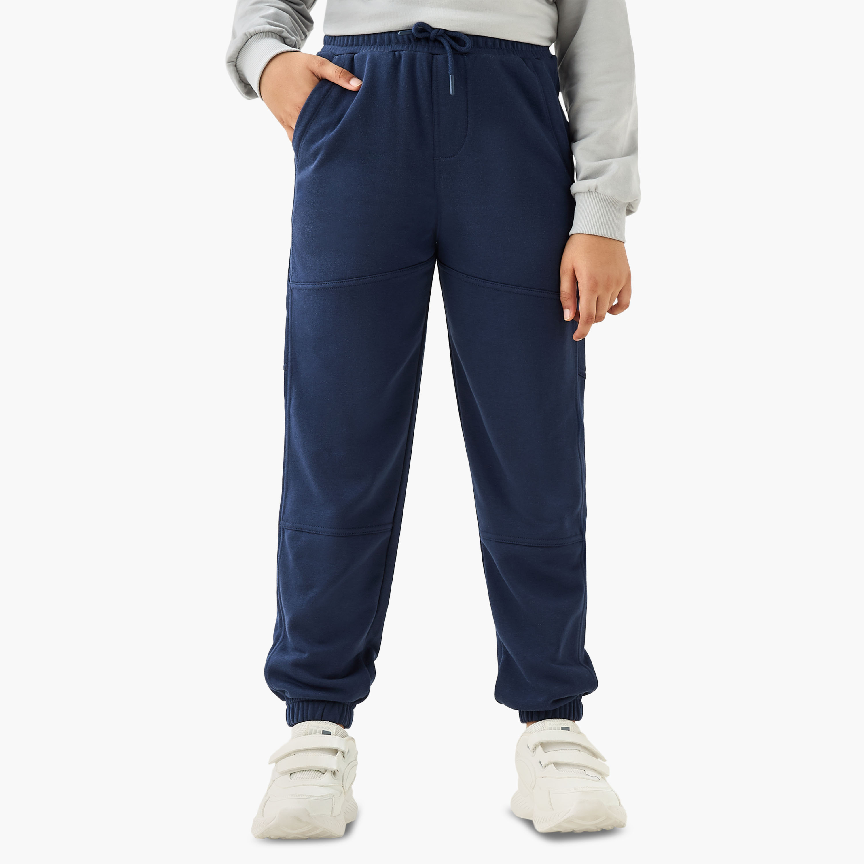 Lee Cooper Solid Joggers with Drawstring Closure and Pockets-boys-clothing-bottoms-joggersandtrackpants-image-1