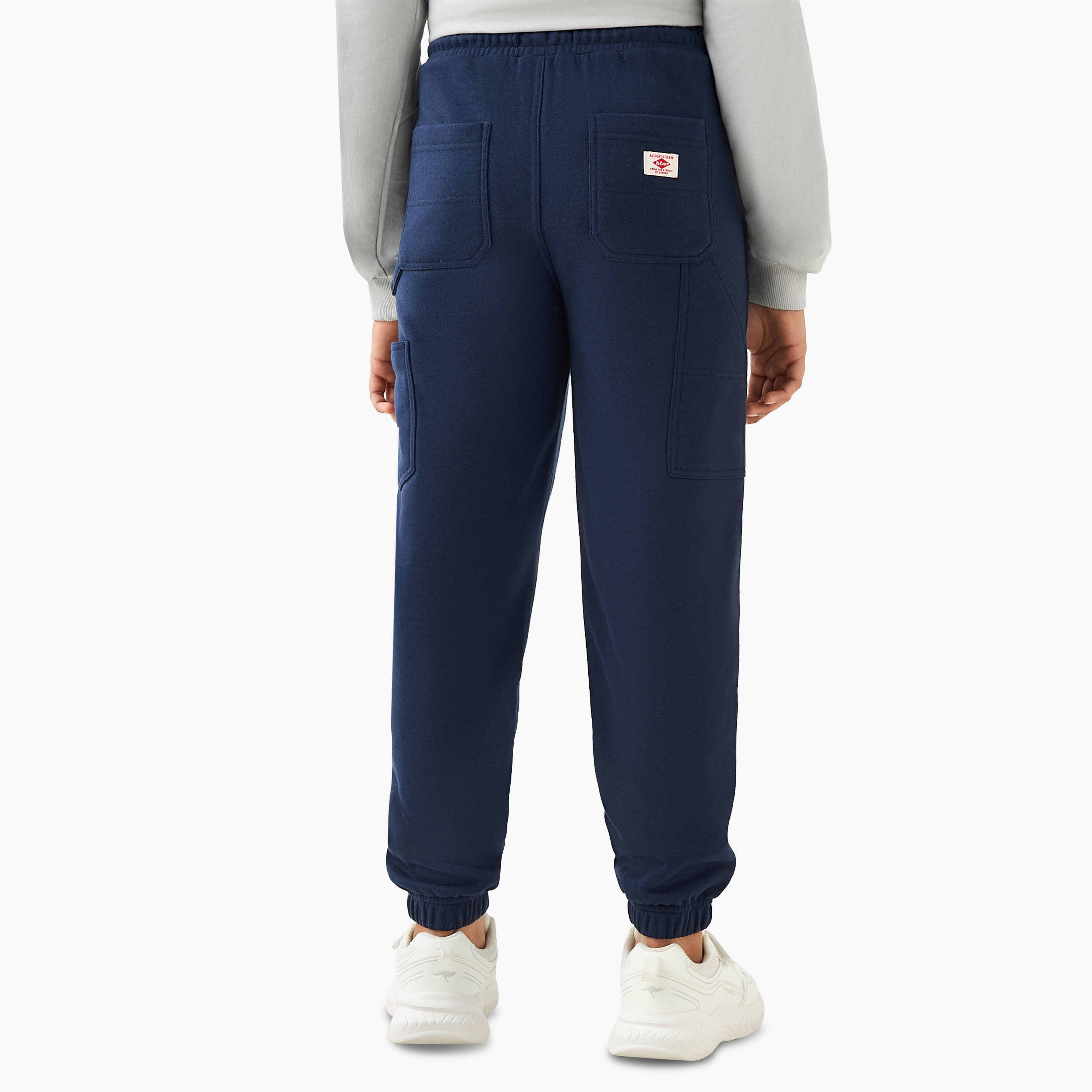 Lee Cooper Solid Joggers with Drawstring Closure and Pockets-boys-clothing-bottoms-joggersandtrackpants-image-3