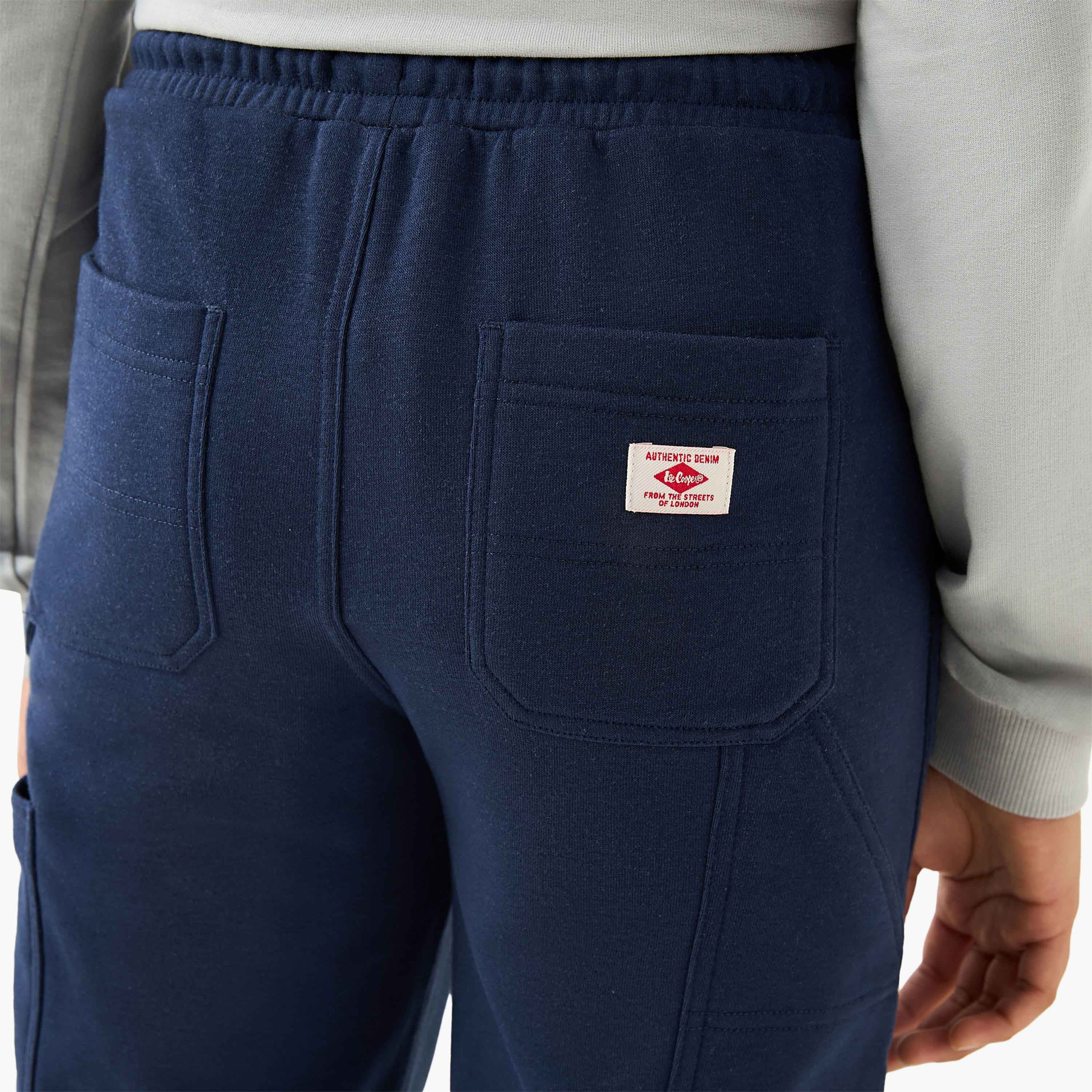 Lee Cooper Solid Joggers with Drawstring Closure and Pockets-boys-clothing-bottoms-joggersandtrackpants-image-5