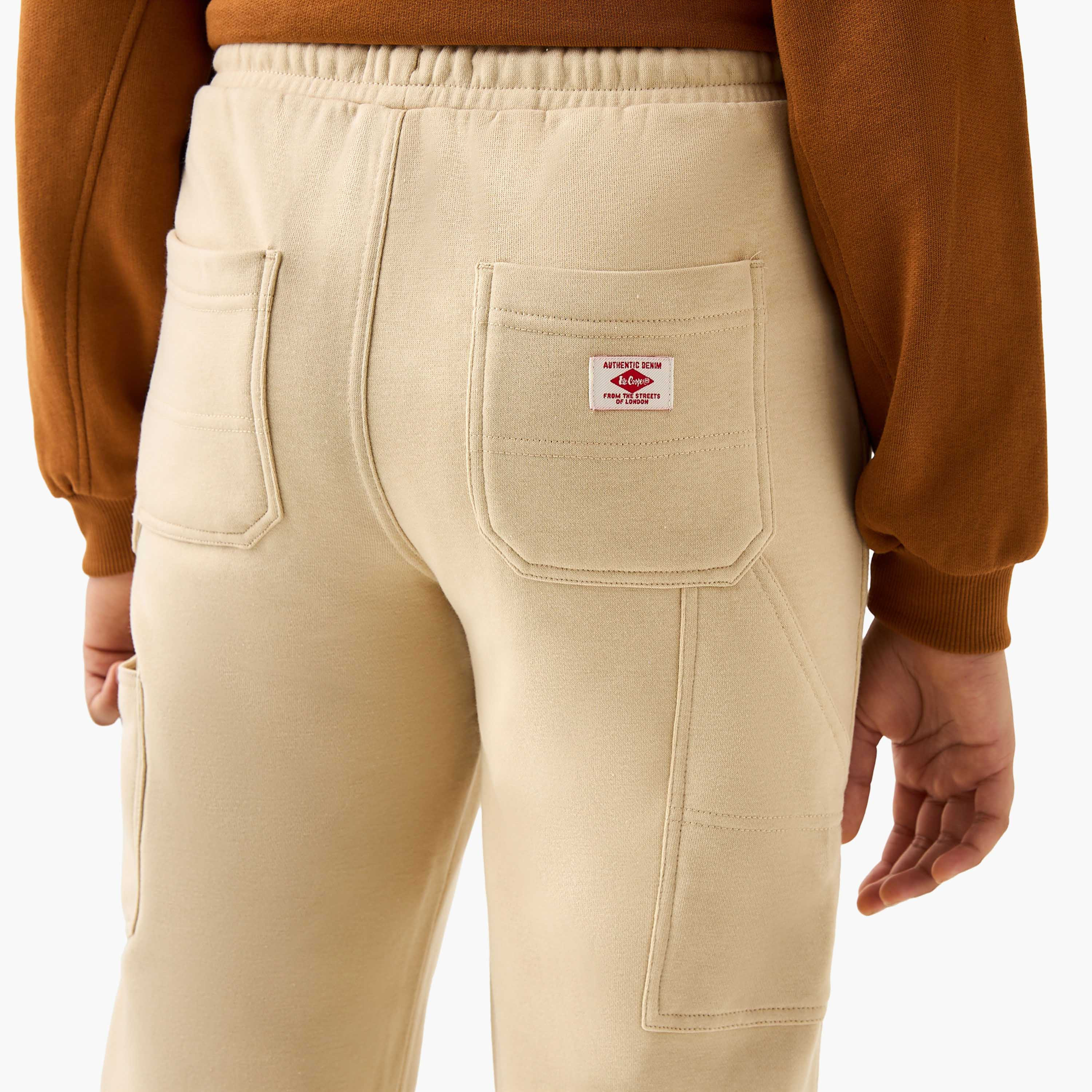 Lee Cooper Solid Joggers with Drawstring Closure and Pockets-boys-clothing-bottoms-joggersandtrackpants-image-5